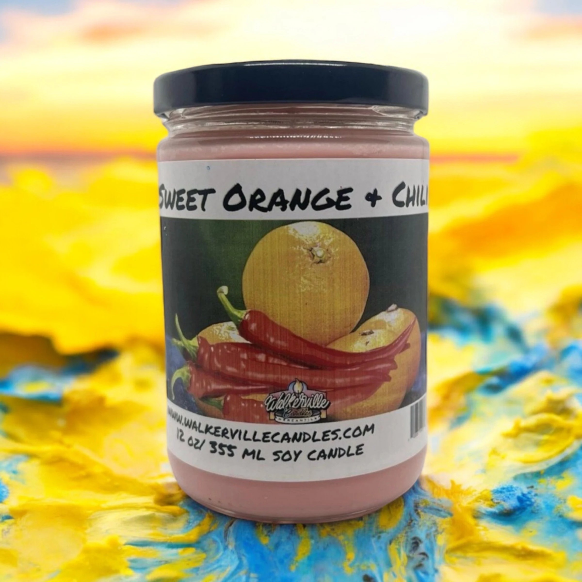 Sweet Orange & Chili Vegan Coconut Soy 12 oz/ 355 ml Candle Hand-poured, Eco-friendly, Clean Burning, Fruity