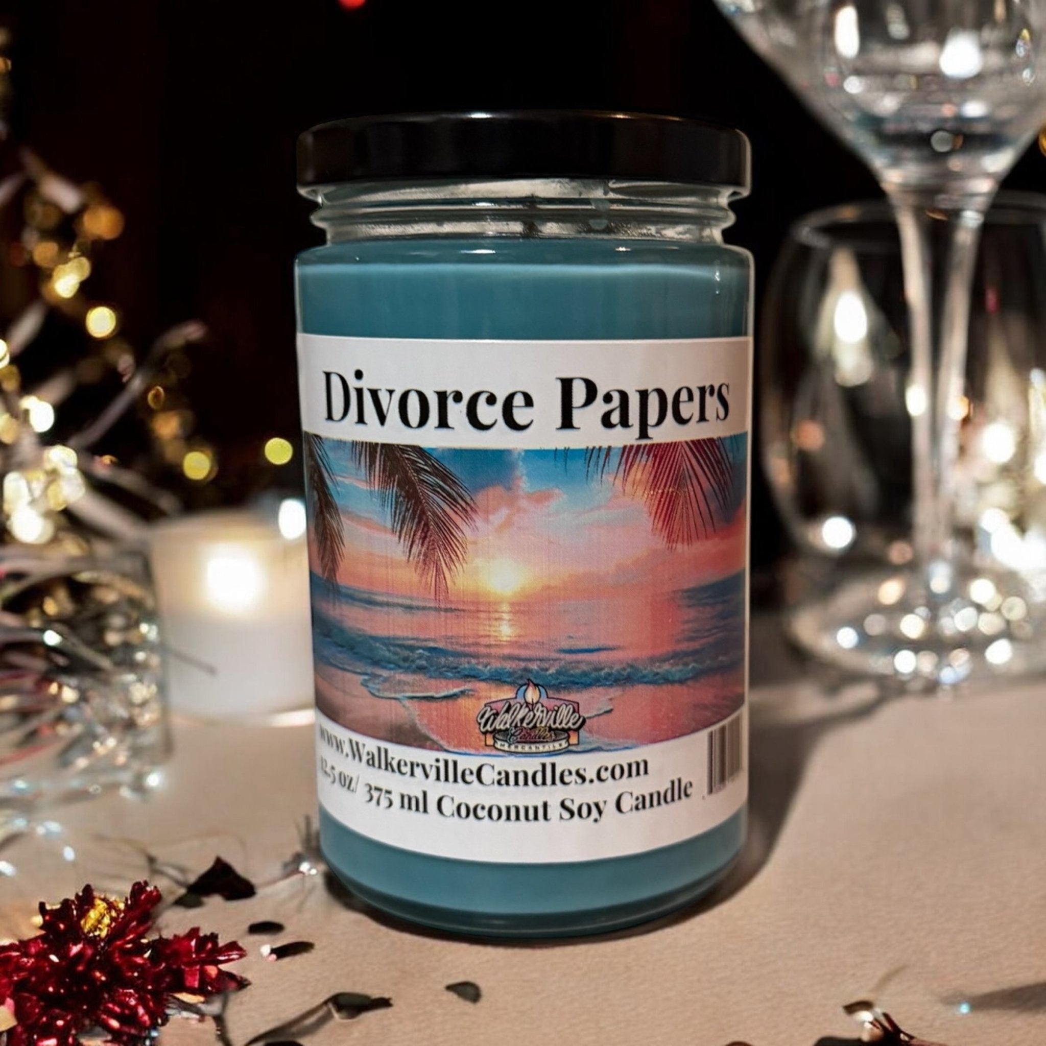 Divorce Papers Coconut Soy 12.5 oz/ 375 ml Candle Wood Wick - Walkerville Candles