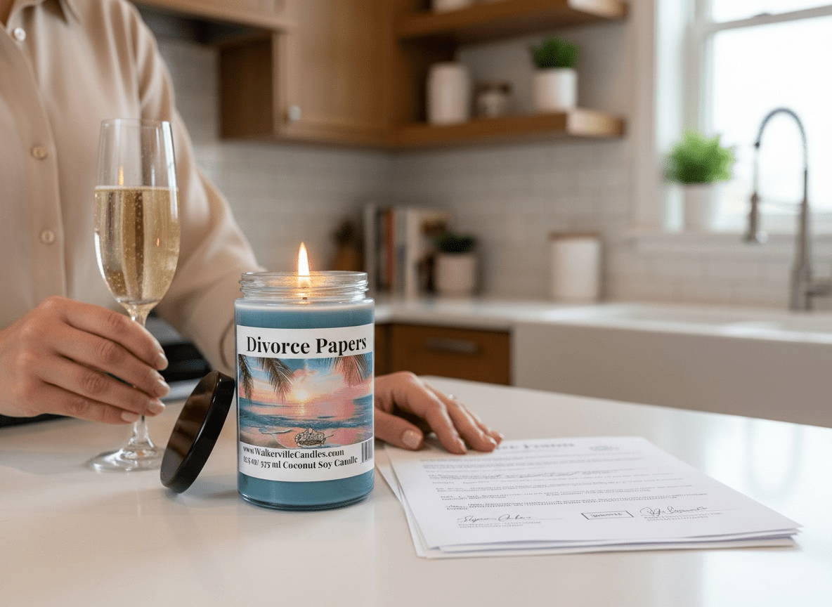 Divorce Papers Coconut Soy 12.5 oz/ 375 ml Candle Wood Wick - Walkerville Candles