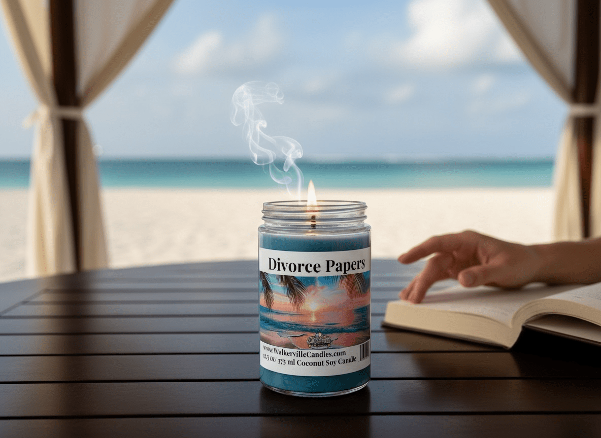 Divorce Papers Coconut Soy 12.5 oz/ 375 ml Candle Wood Wick - Walkerville Candles