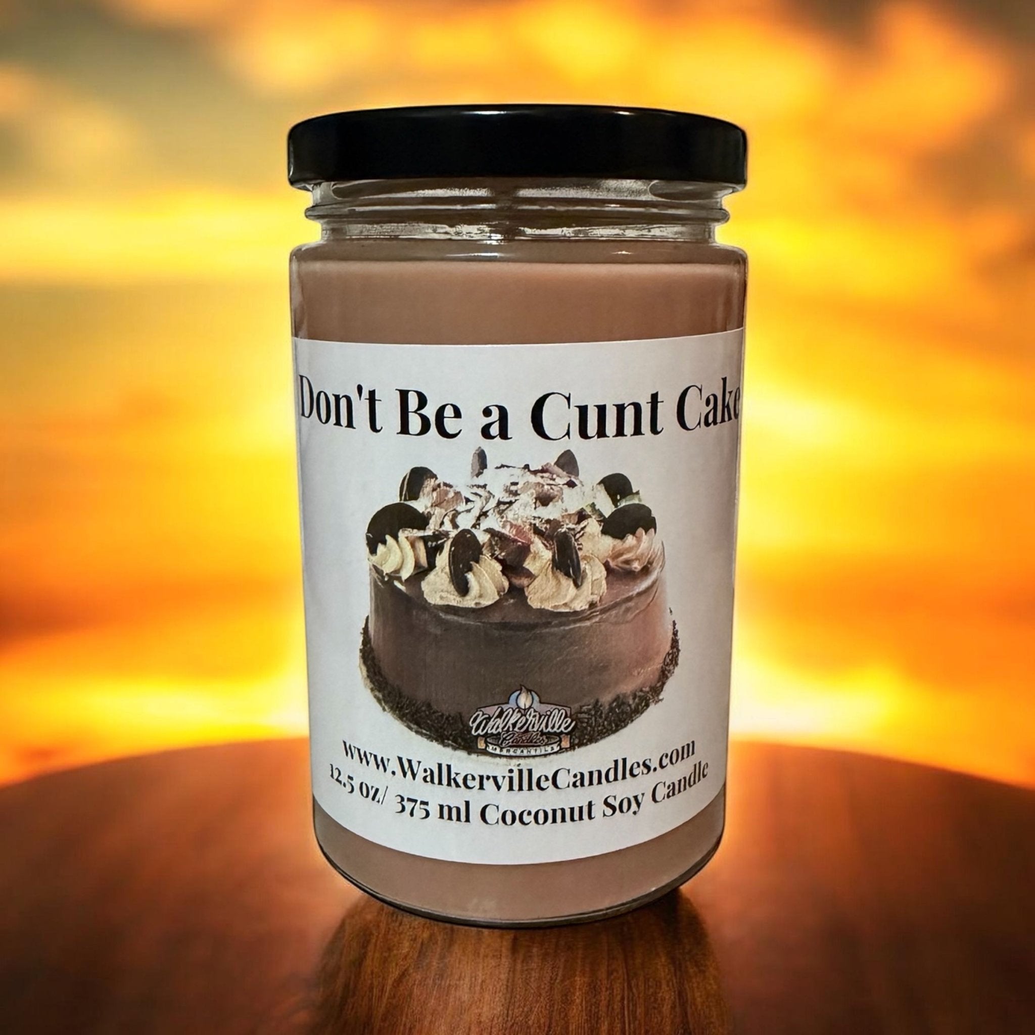 Don't Be a Cunt Cake Coconut Soy 12.5 oz/ 375 ml Candle Wood Wick - Walkerville Candles