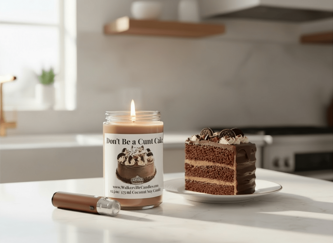 Don't Be a Cunt Cake Coconut Soy 12.5 oz/ 375 ml Candle Wood Wick - Walkerville Candles