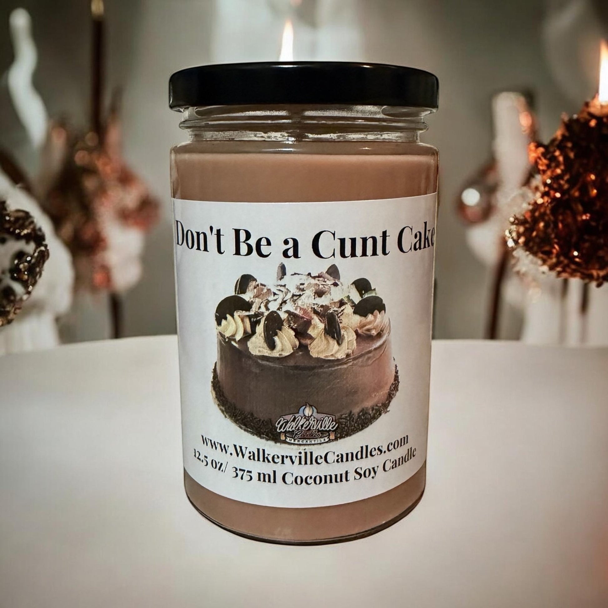 Don't Be a Cunt Cake Coconut Soy 12.5 oz/ 375 ml Candle Wood Wick - Walkerville Candles