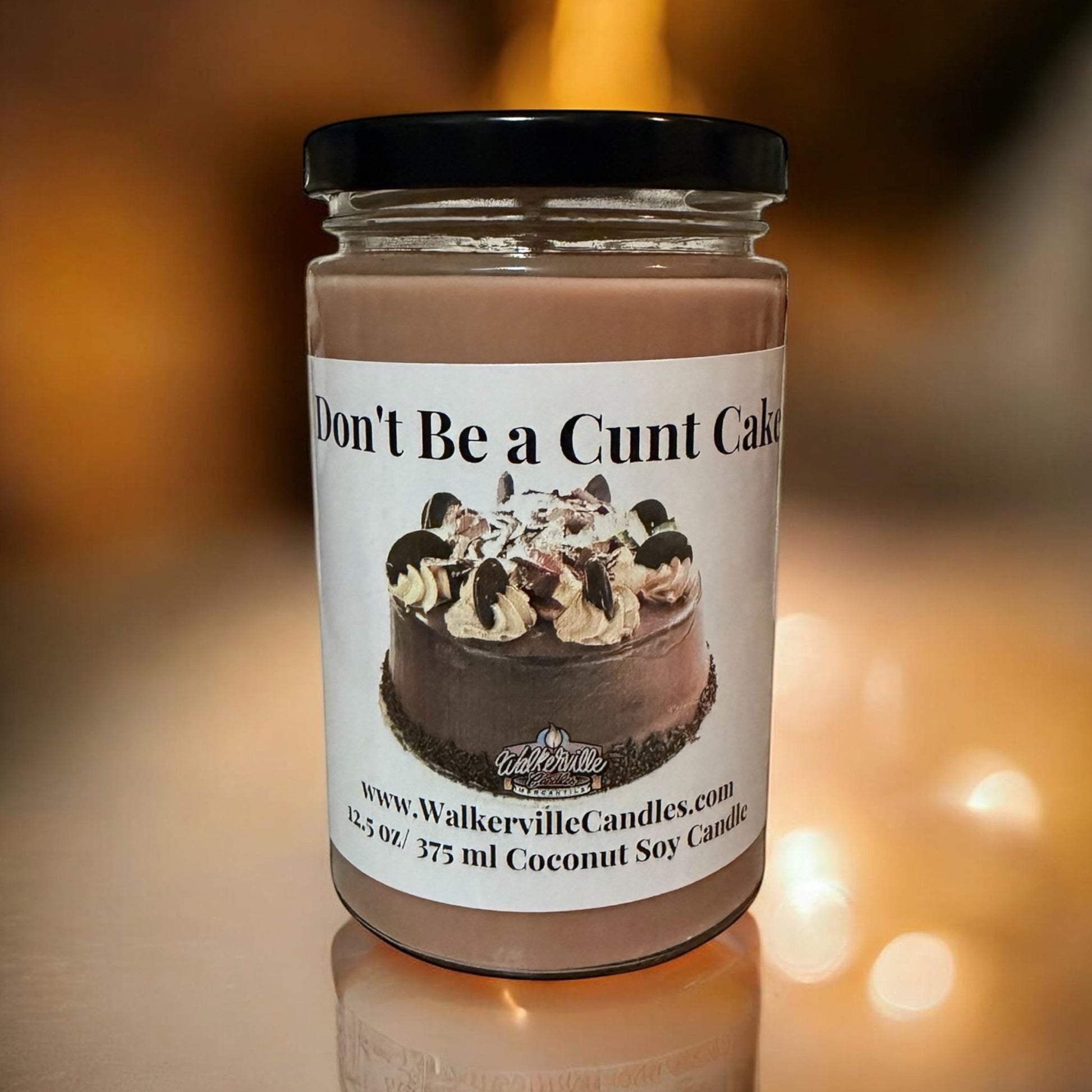 Don't Be a Cunt Cake Coconut Soy 12.5 oz/ 375 ml Candle Wood Wick - Walkerville Candles