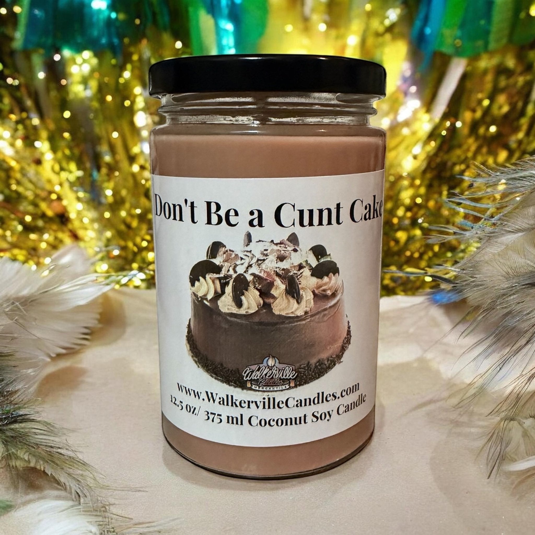 Don't Be a Cunt Cake Coconut Soy 12.5 oz/ 375 ml Candle Wood Wick - Walkerville Candles