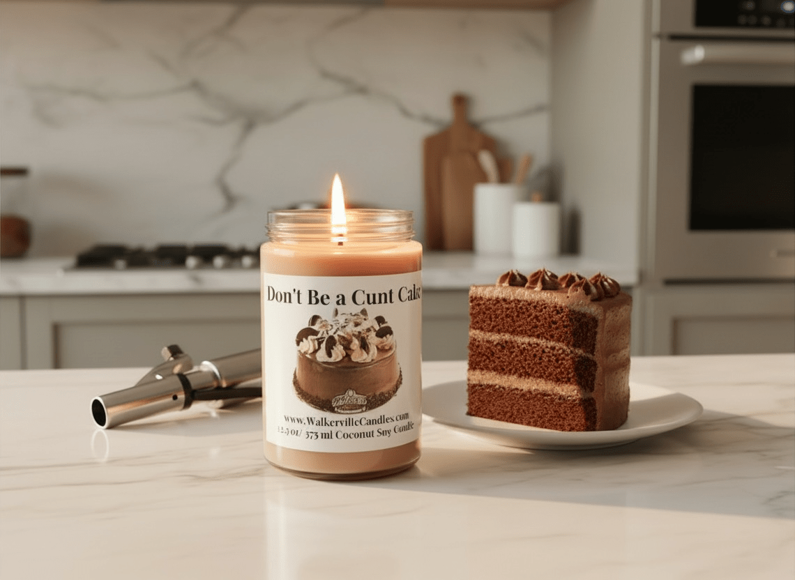 Don't Be a Cunt Cake Coconut Soy 12.5 oz/ 375 ml Candle Wood Wick - Walkerville Candles