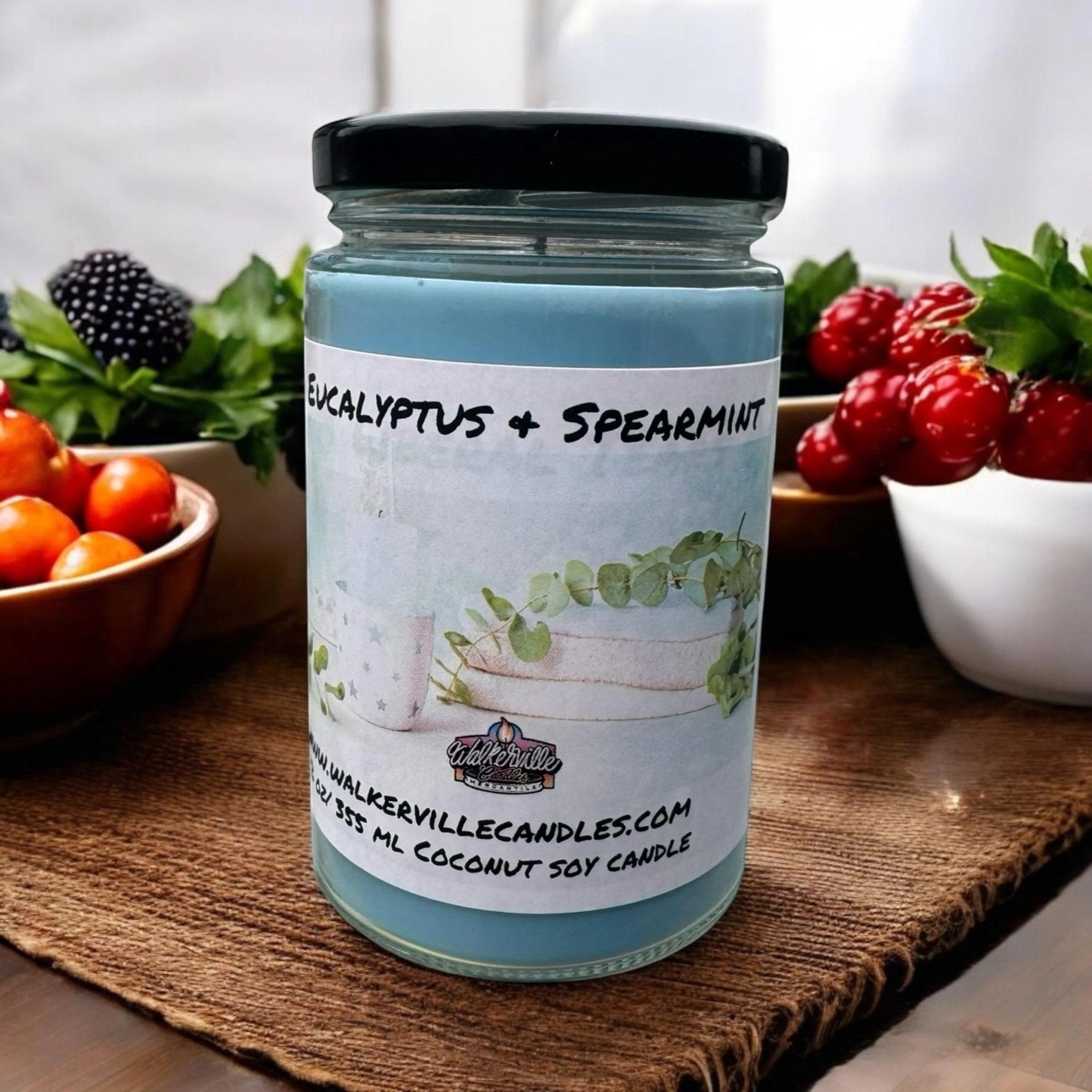 Eucalyptus & Spearmint Coconut Soy 12.5 oz/ 375 ml Candle Wood Wick - Walkerville Candles