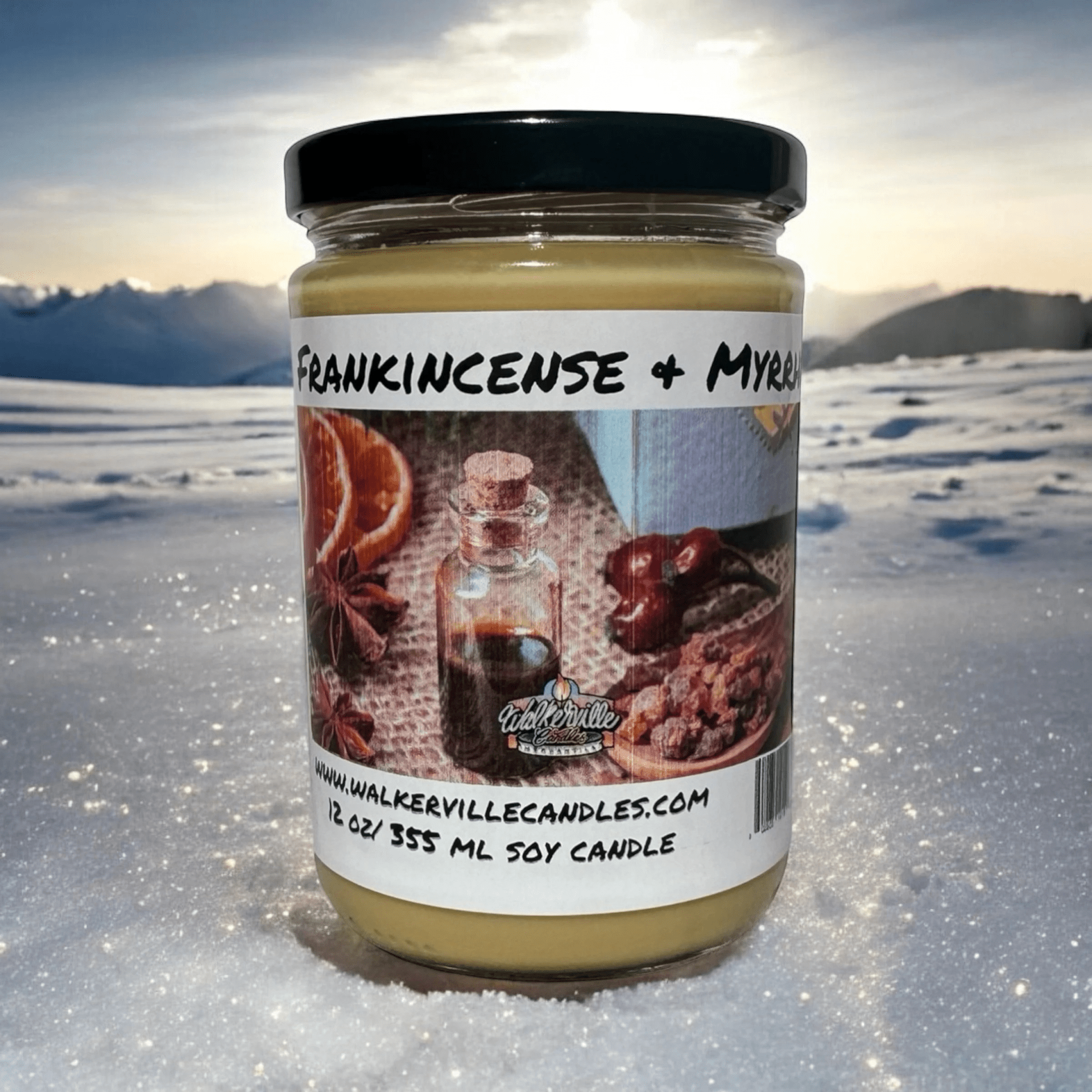 Frankincense & Myrrh Coconut Soy 12.5 oz/ 375 ml Candle Wood Wick - Walkerville Candles