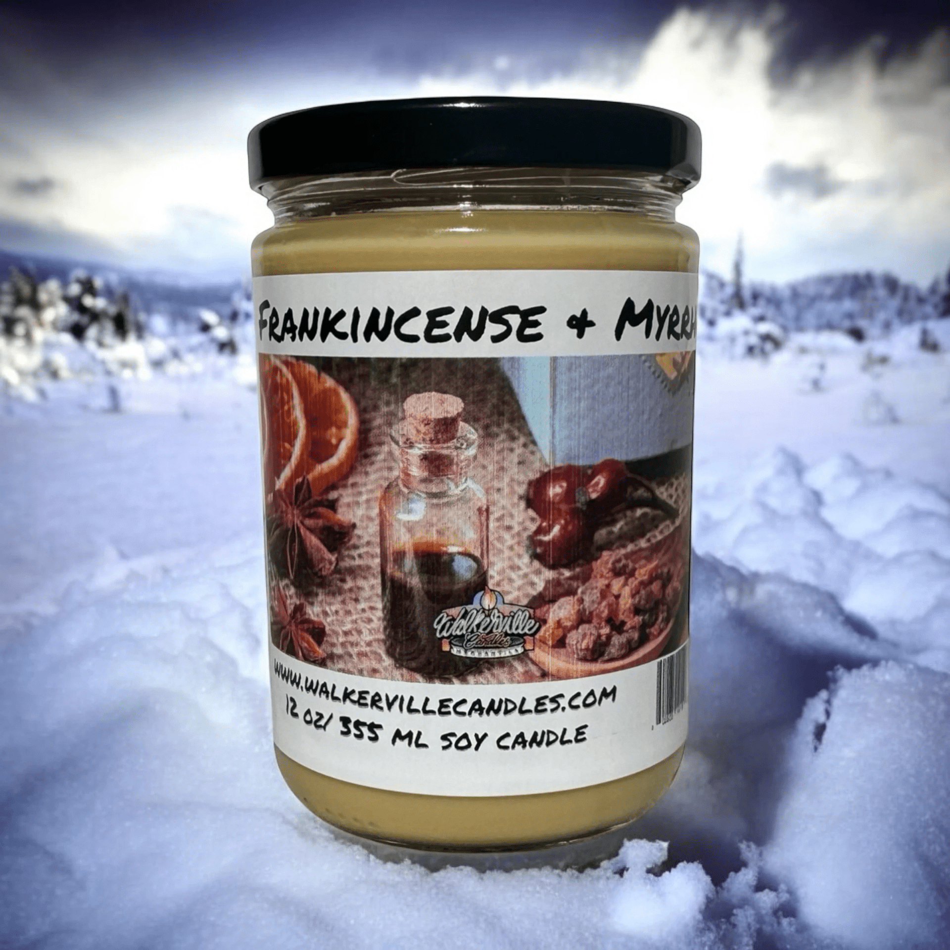 Frankincense & Myrrh Coconut Soy 12.5 oz/ 375 ml Candle Wood Wick - Walkerville Candles