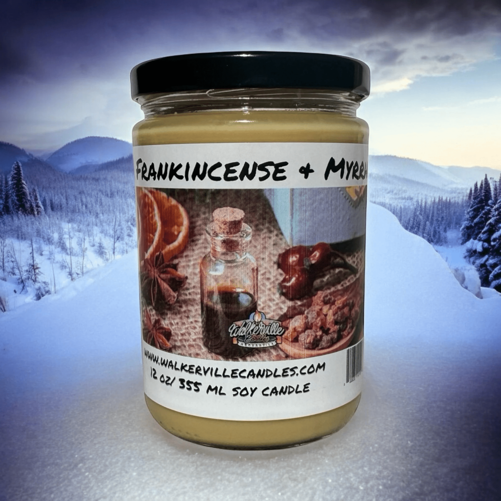 Frankincense & Myrrh Coconut Soy 12.5 oz/ 375 ml Candle Wood Wick - Walkerville Candles