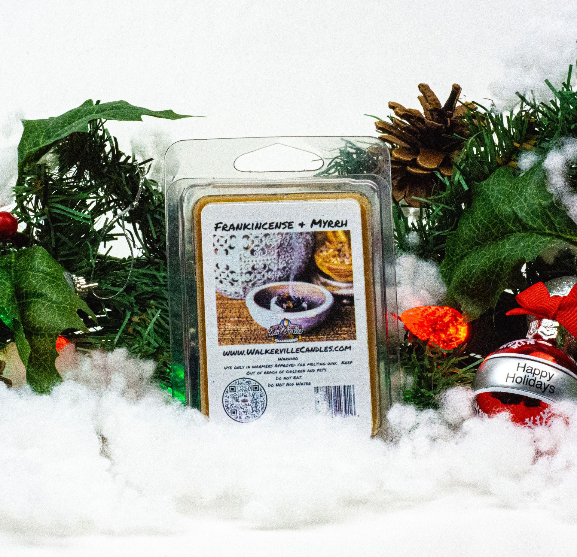 Frankincense & Myrrh Vegan Soy wax, Hand-poured, Eco-friendly Christmas Clean Woodsy Wax Melt
