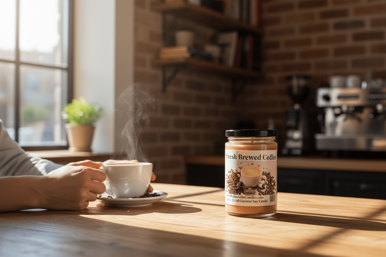 Fresh Brewed Coffee Coconut Soy 12.5 oz/ 375 ml Candle Wood Wick - Walkerville Candles