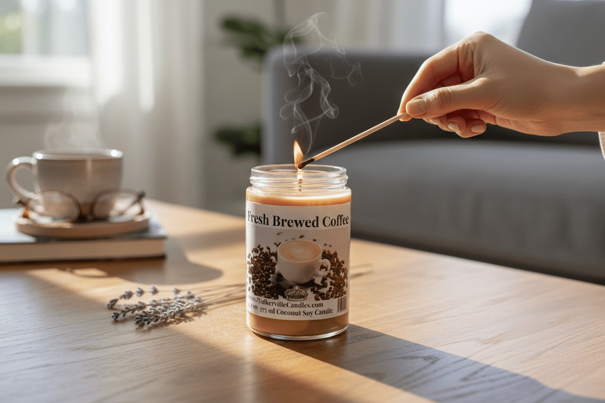 Fresh Brewed Coffee Coconut Soy 12.5 oz/ 375 ml Candle Wood Wick - Walkerville Candles