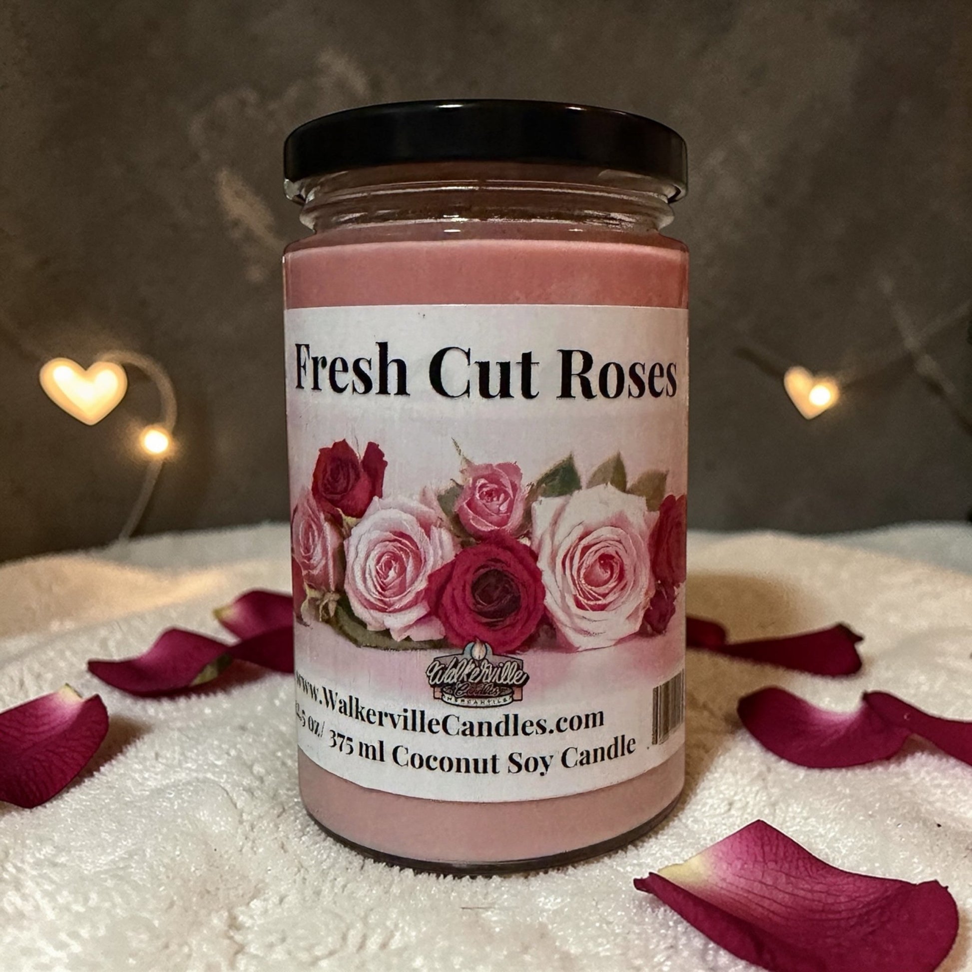 Fresh Cut Roses Coconut Soy 12.5 oz/ 375 ml Candle Wood Wick - Walkerville Candles