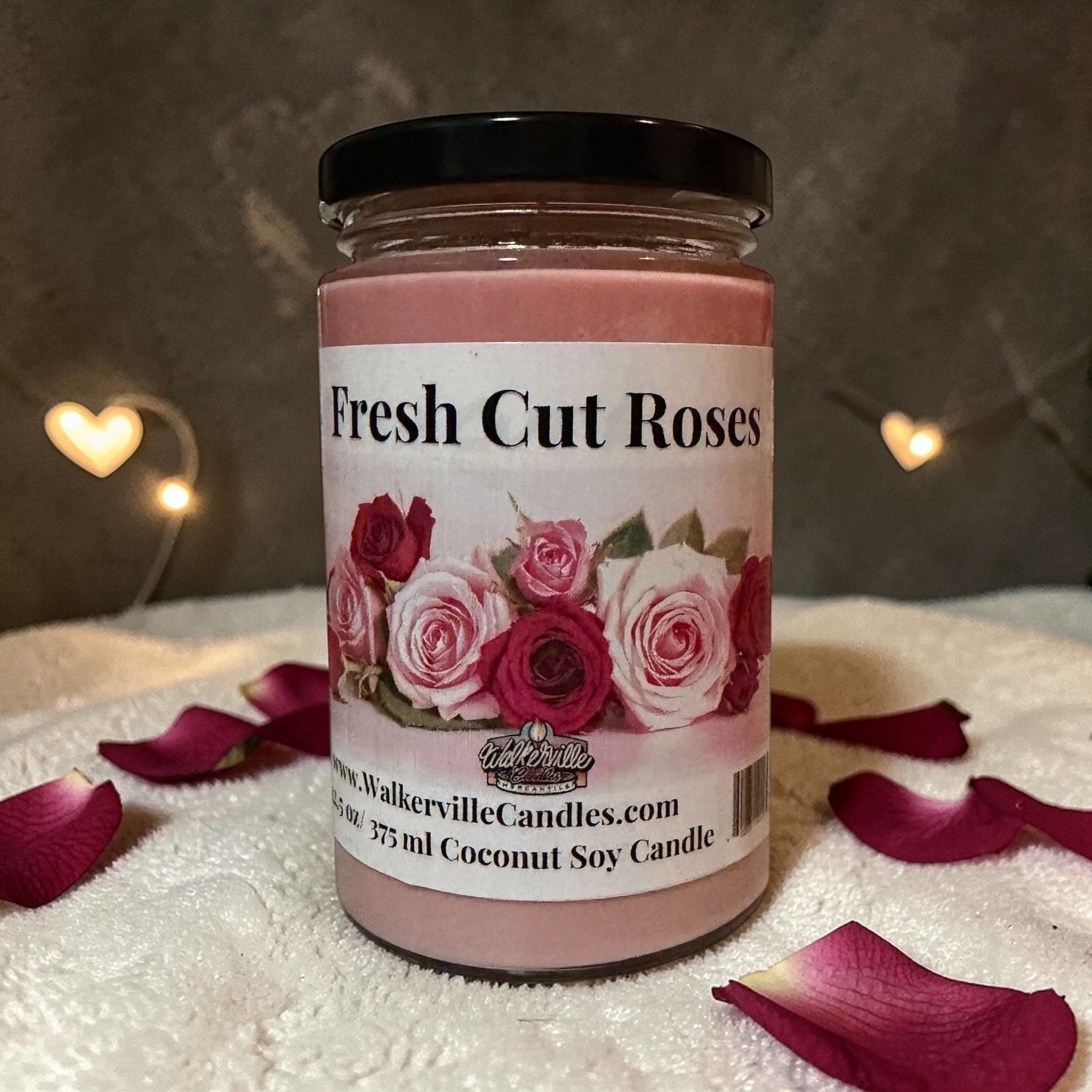 Fresh Cut Roses Coconut Soy 12.5 oz/ 375 ml Candle Wood Wick - Walkerville Candles