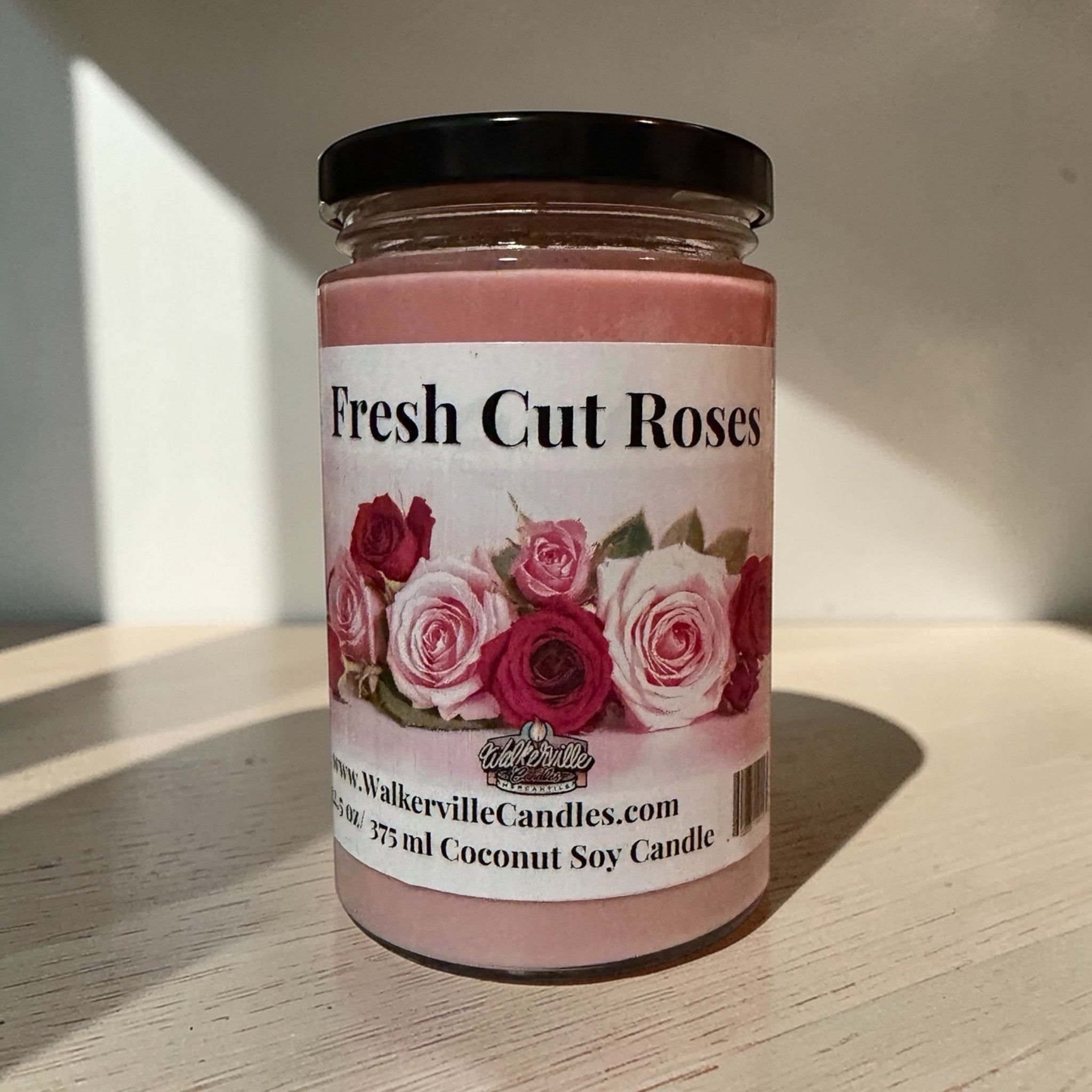 Fresh Cut Roses Coconut Soy 12.5 oz/ 375 ml Candle Wood Wick - Walkerville Candles
