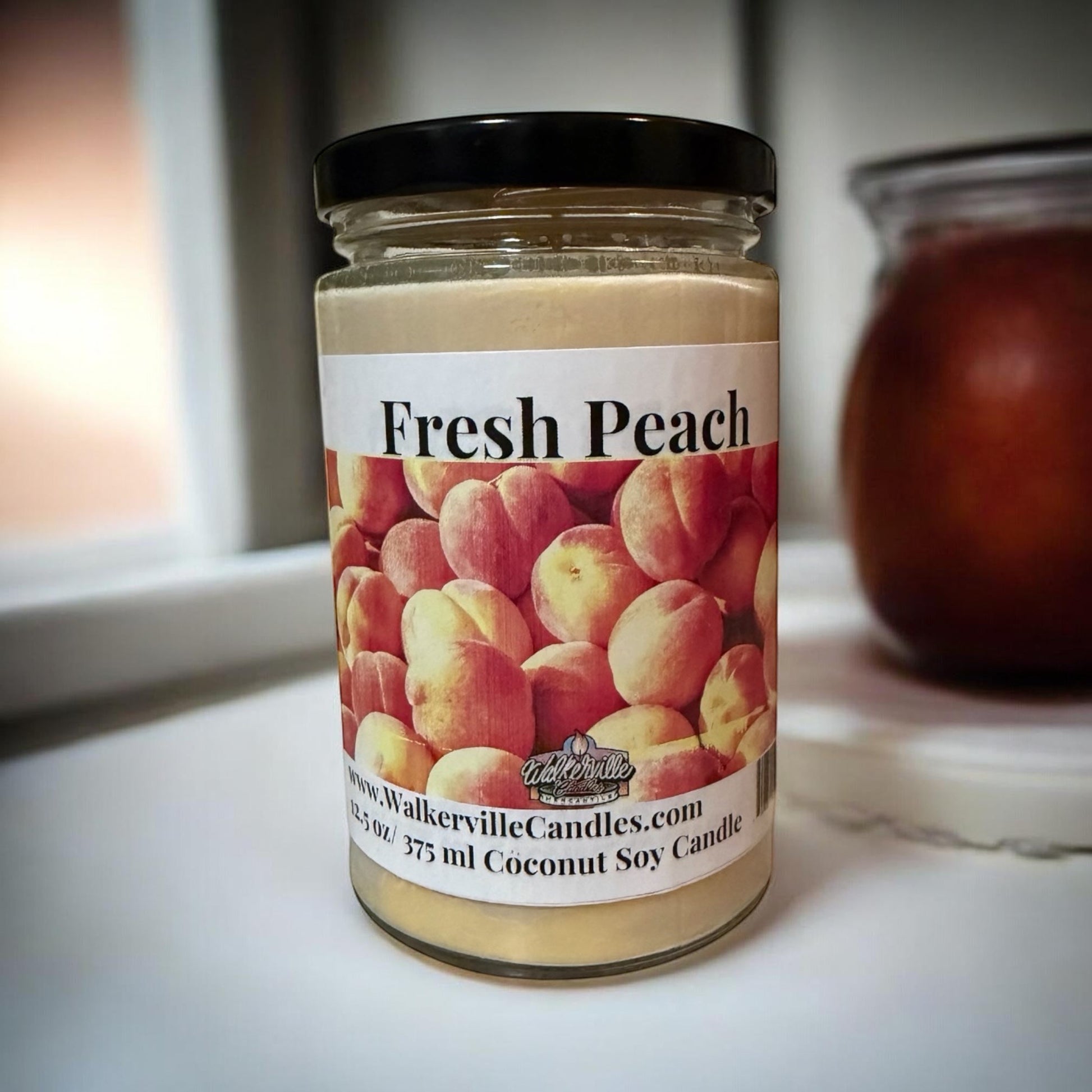 Fresh Peach Coconut Soy 12.5 oz/ 375 ml Candle Wood Wick - Walkerville Candles