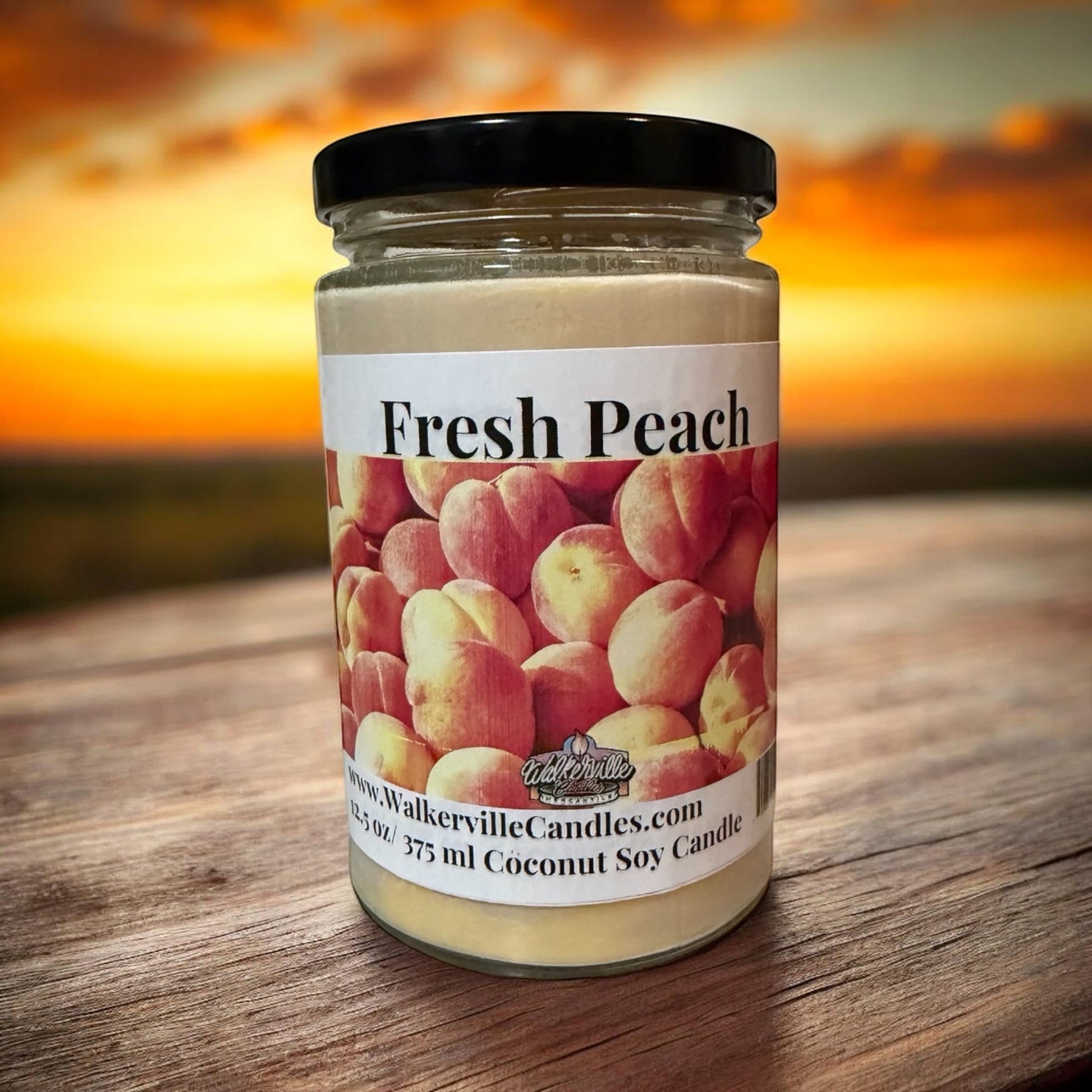 Fresh Peach Coconut Soy 12.5 oz/ 375 ml Candle Wood Wick - Walkerville Candles