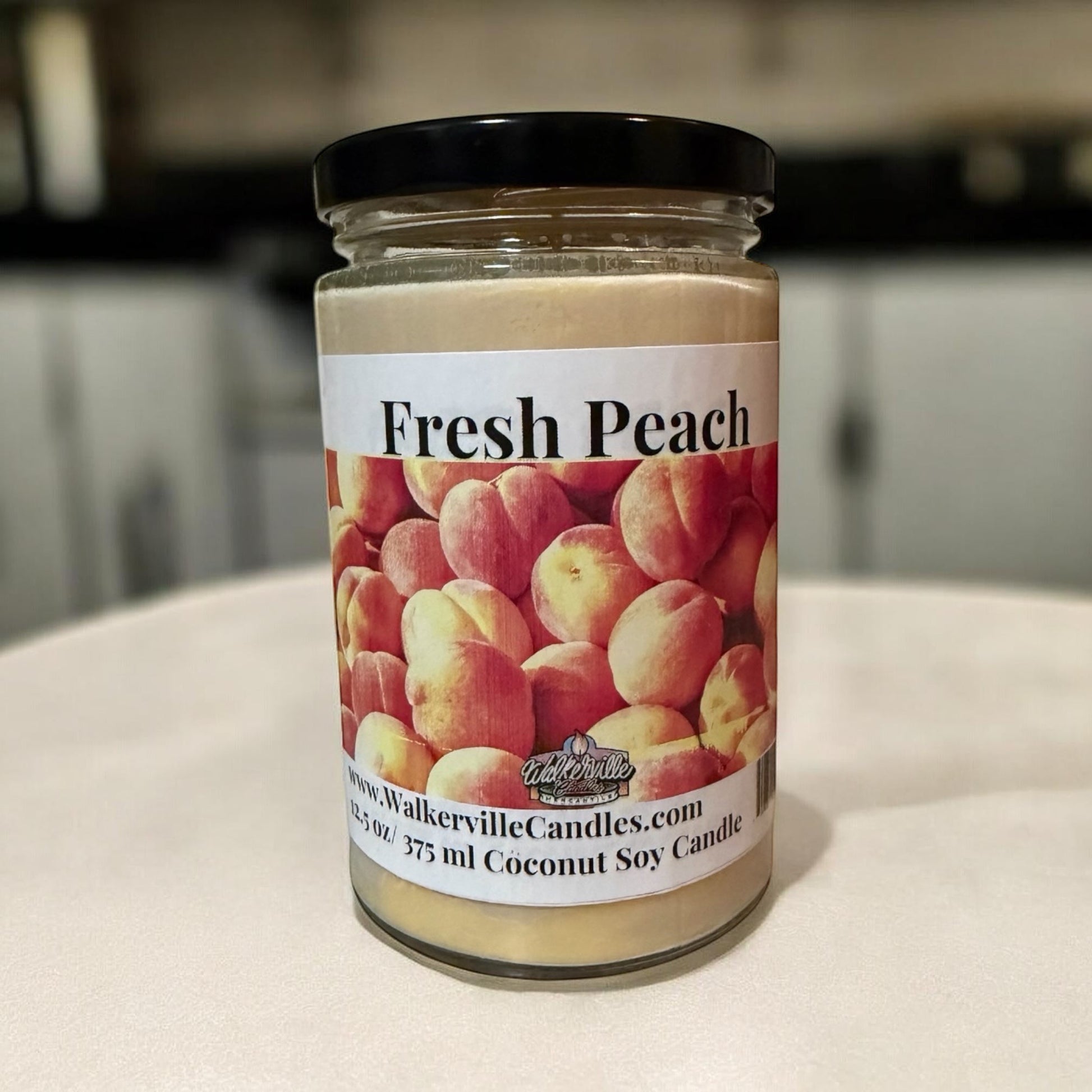 Fresh Peach Coconut Soy 12.5 oz/ 375 ml Candle Wood Wick - Walkerville Candles
