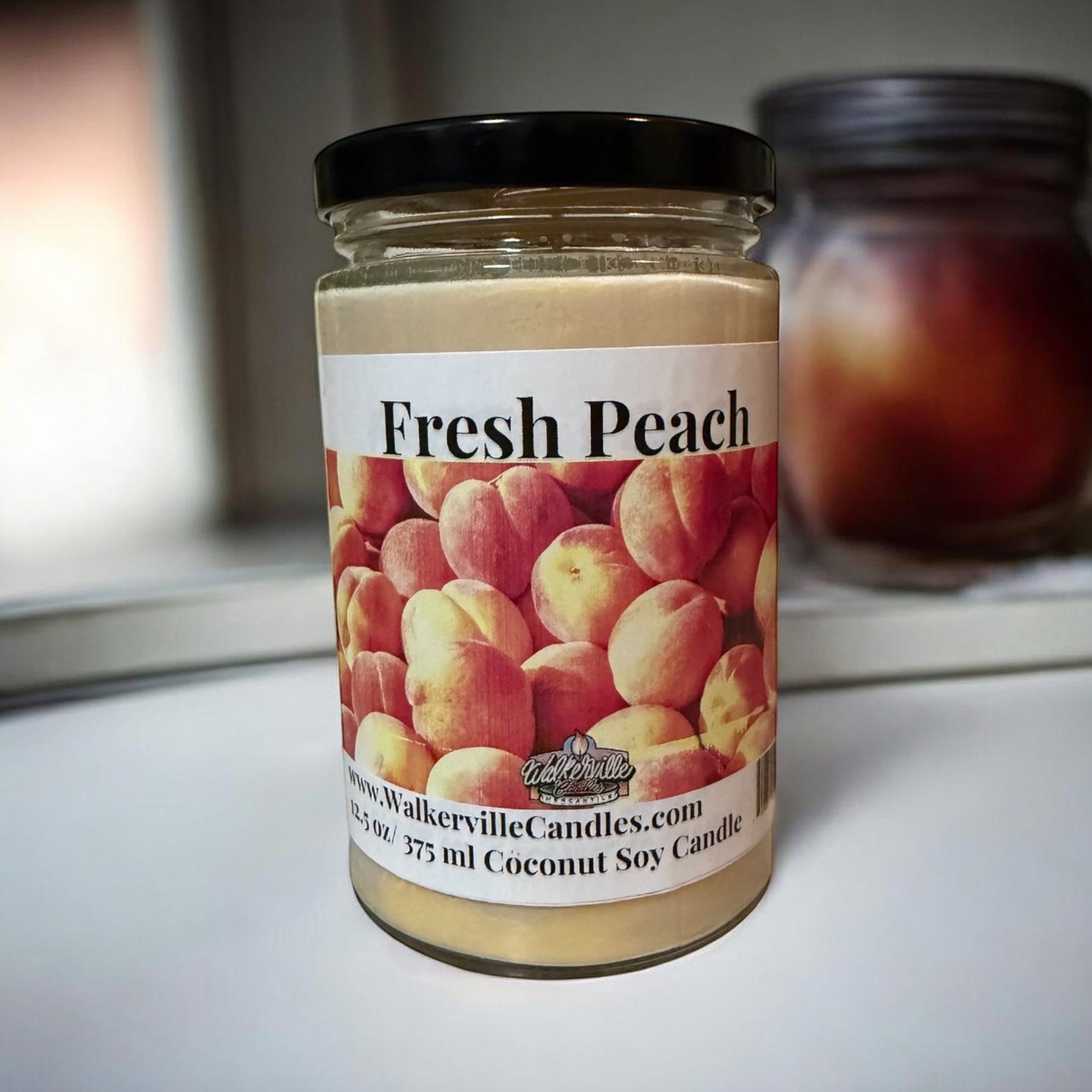Fresh Peach Coconut Soy 12.5 oz/ 375 ml Candle Wood Wick - Walkerville Candles