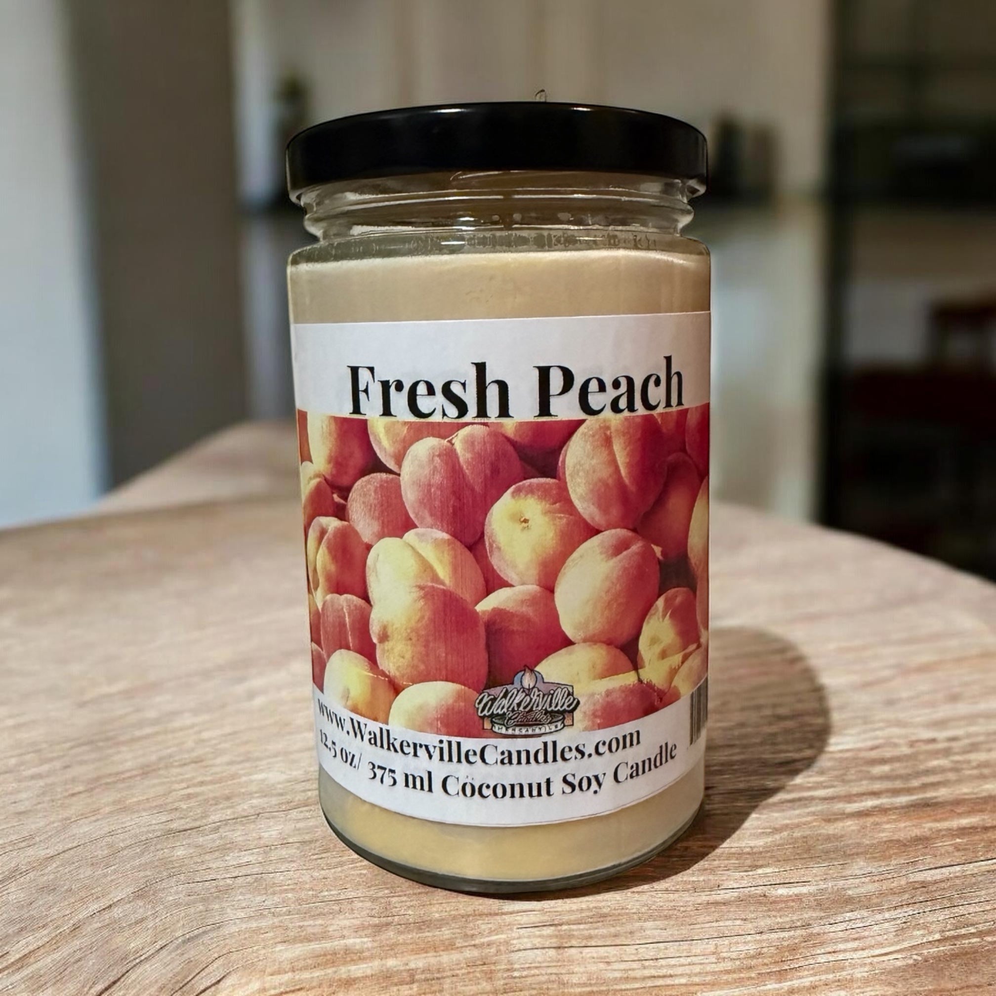 Fresh Peach Coconut Soy 12.5 oz/ 375 ml Candle Wood Wick - Walkerville Candles