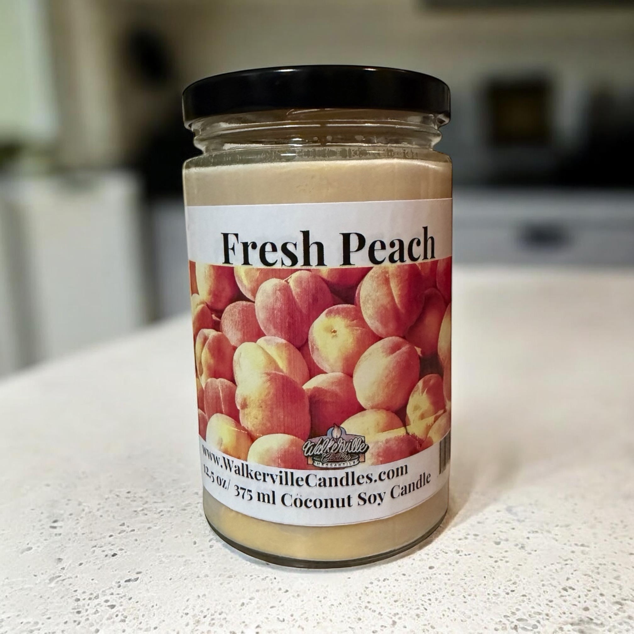 Fresh Peach Coconut Soy 12.5 oz/ 375 ml Candle Wood Wick - Walkerville Candles