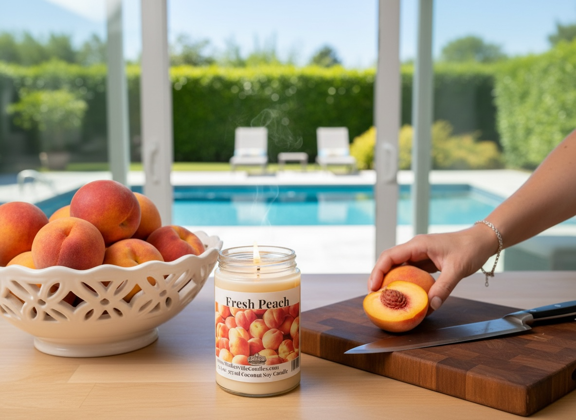 Fresh Peach Coconut Soy 12.5 oz/ 375 ml Candle Wood Wick - Walkerville Candles