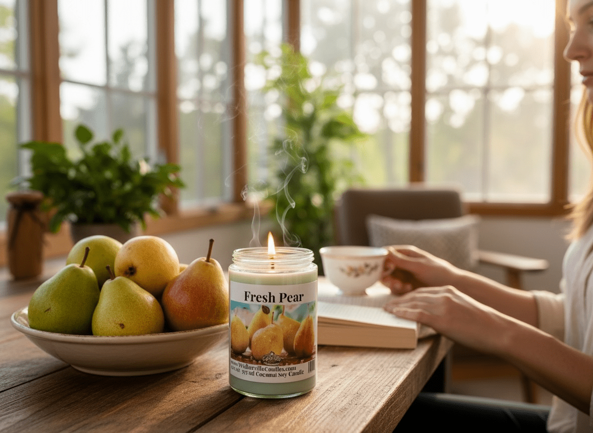 Fresh Pear Coconut Soy 12.5 oz/ 375 ml Candle Wood Wick - Walkerville Candles