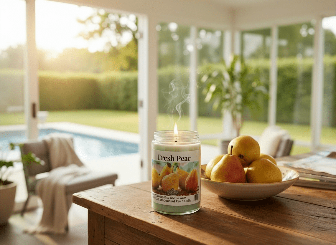 Fresh Pear Coconut Soy 12.5 oz/ 375 ml Candle Wood Wick - Walkerville Candles