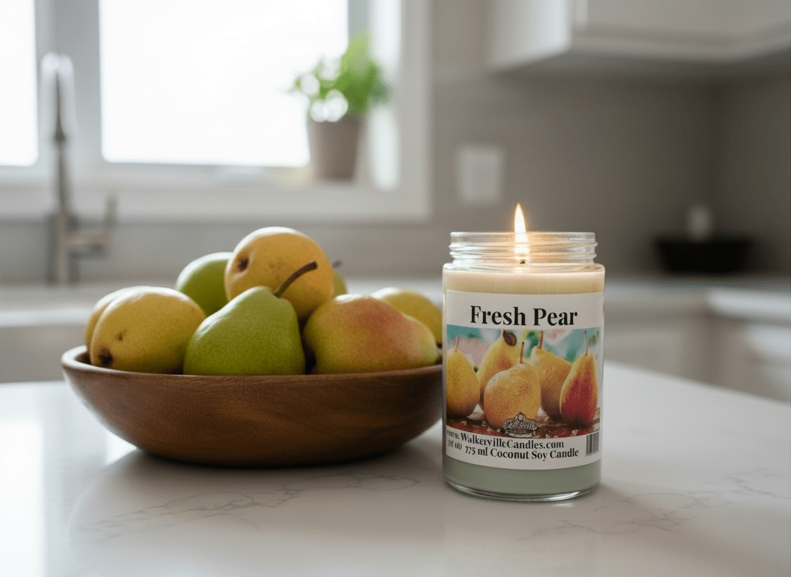 Fresh Pear Coconut Soy 12.5 oz/ 375 ml Candle Wood Wick - Walkerville Candles