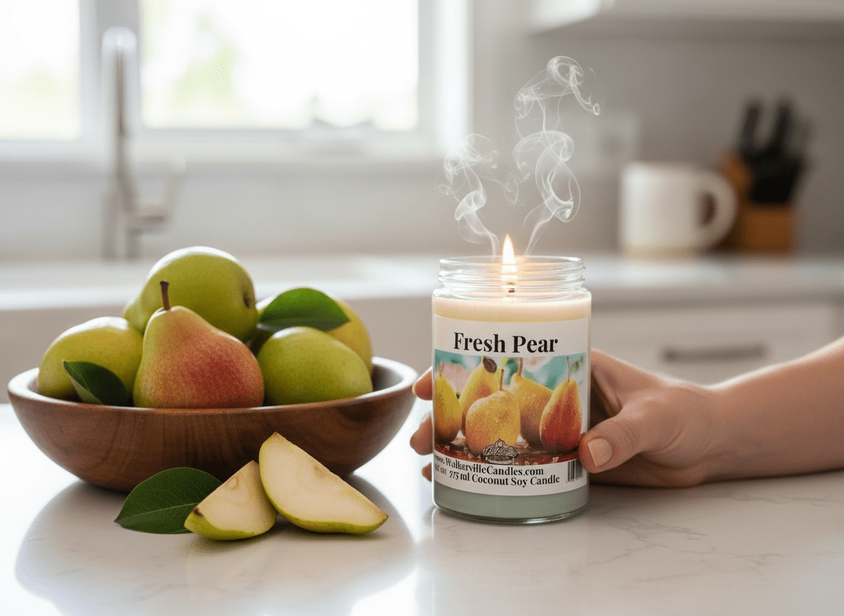 Fresh Pear Coconut Soy 12.5 oz/ 375 ml Candle Wood Wick - Walkerville Candles