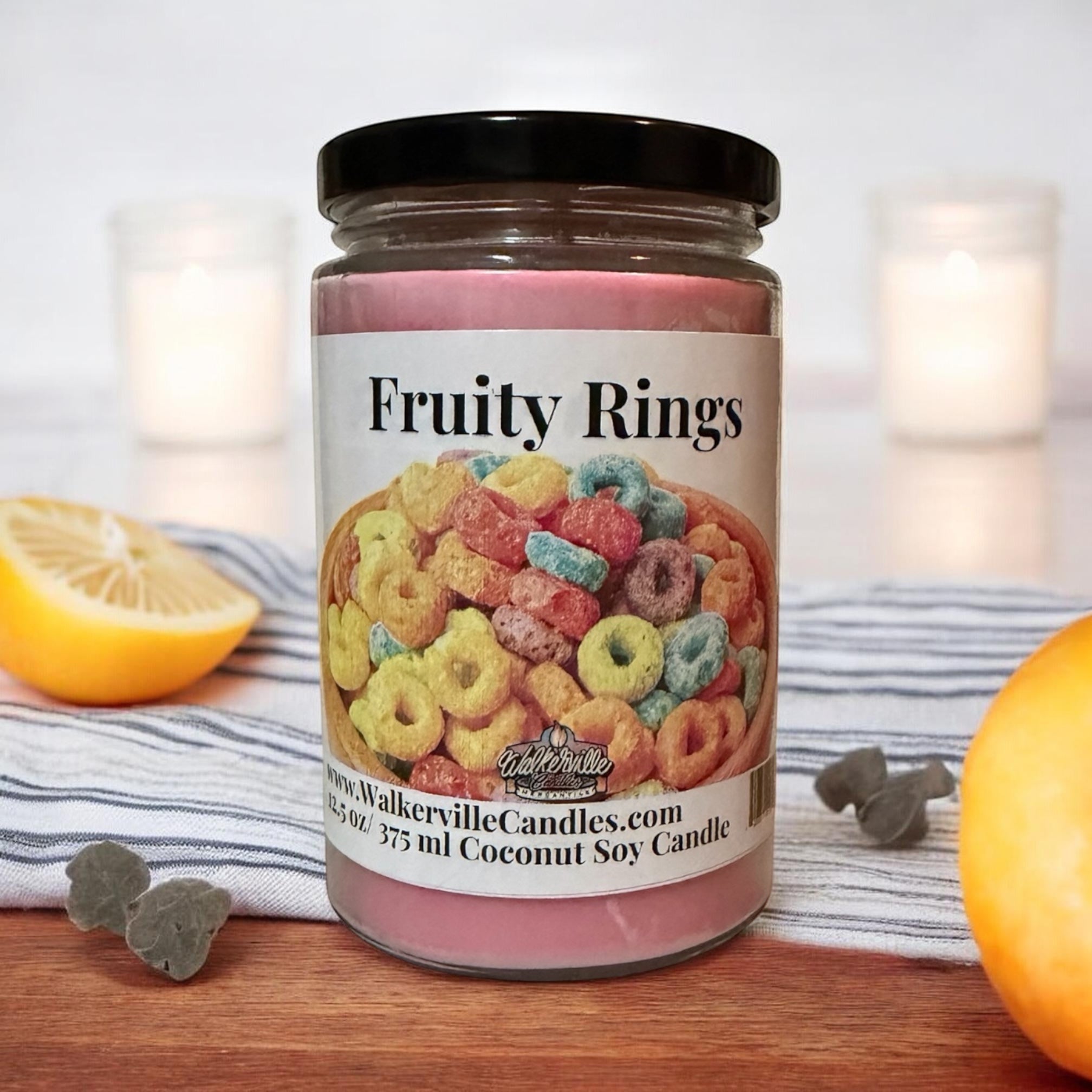 Fruity Rings Coconut Soy 12.5 oz/ 375 ml Candle Wood Wick - Walkerville Candles
