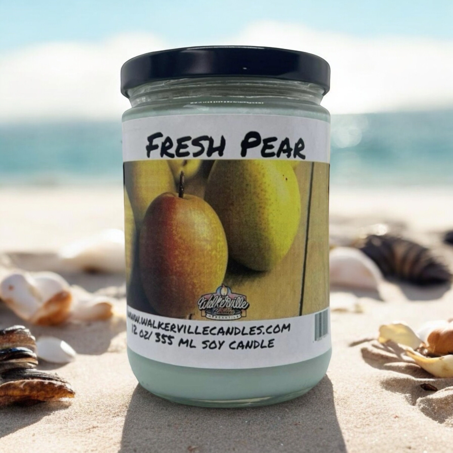 Fresh Pear  Vegan Coconut Soy 12 oz/ 355 ml Candle Hand-poured, Eco-friendly, Clean Burning, Fruity Wood Wick