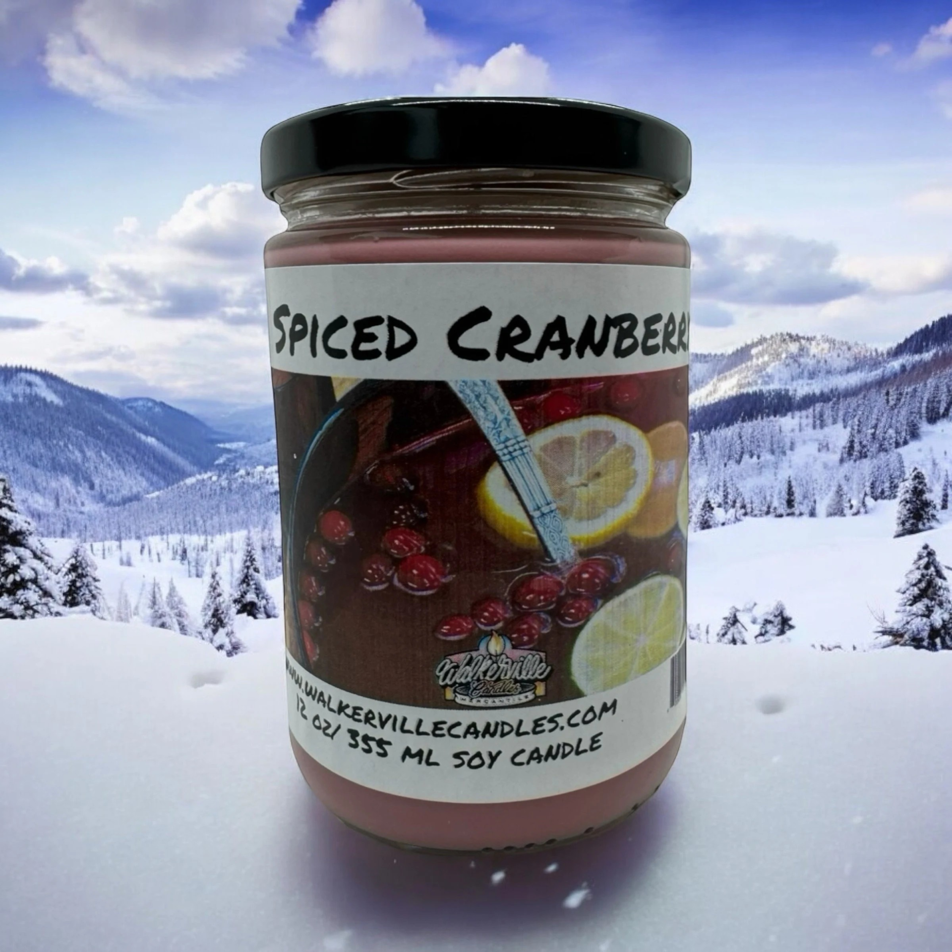 Spiced Cranberry Vegan Coconut Soy 12 oz/ 355 ml Candle Hand-poured, Eco-friendly, Clean Burning, Bakery, Food, Drink Christmas Wood Wick