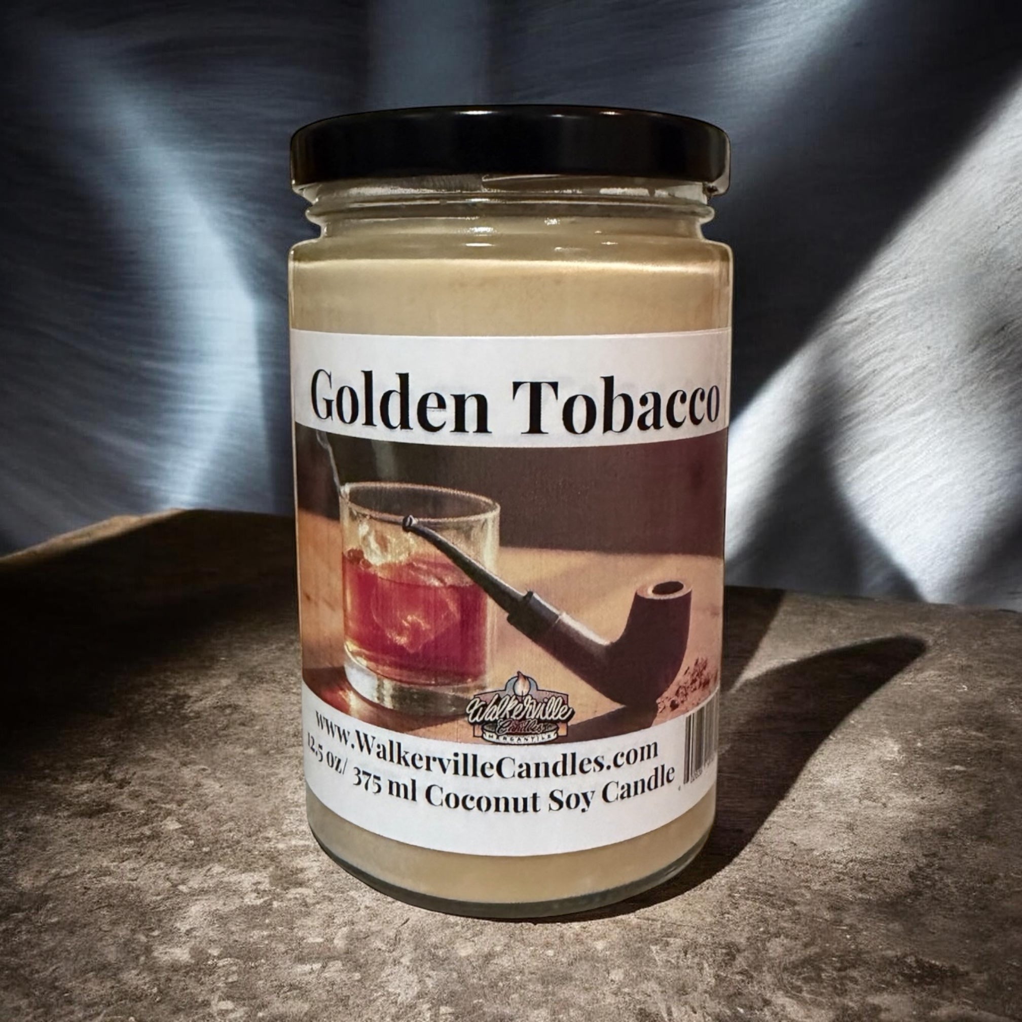 Golden Tobacco Coconut Soy 12.5 oz/ 375 ml Candle Wood Wick - Walkerville Candles