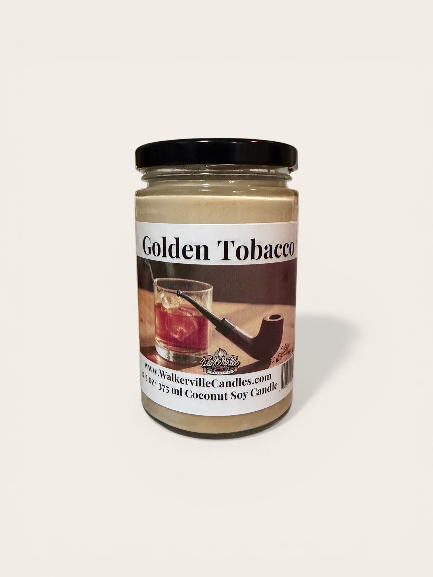 Golden Tobacco Coconut Soy 12.5 oz/ 375 ml Candle Wood Wick - Walkerville Candles