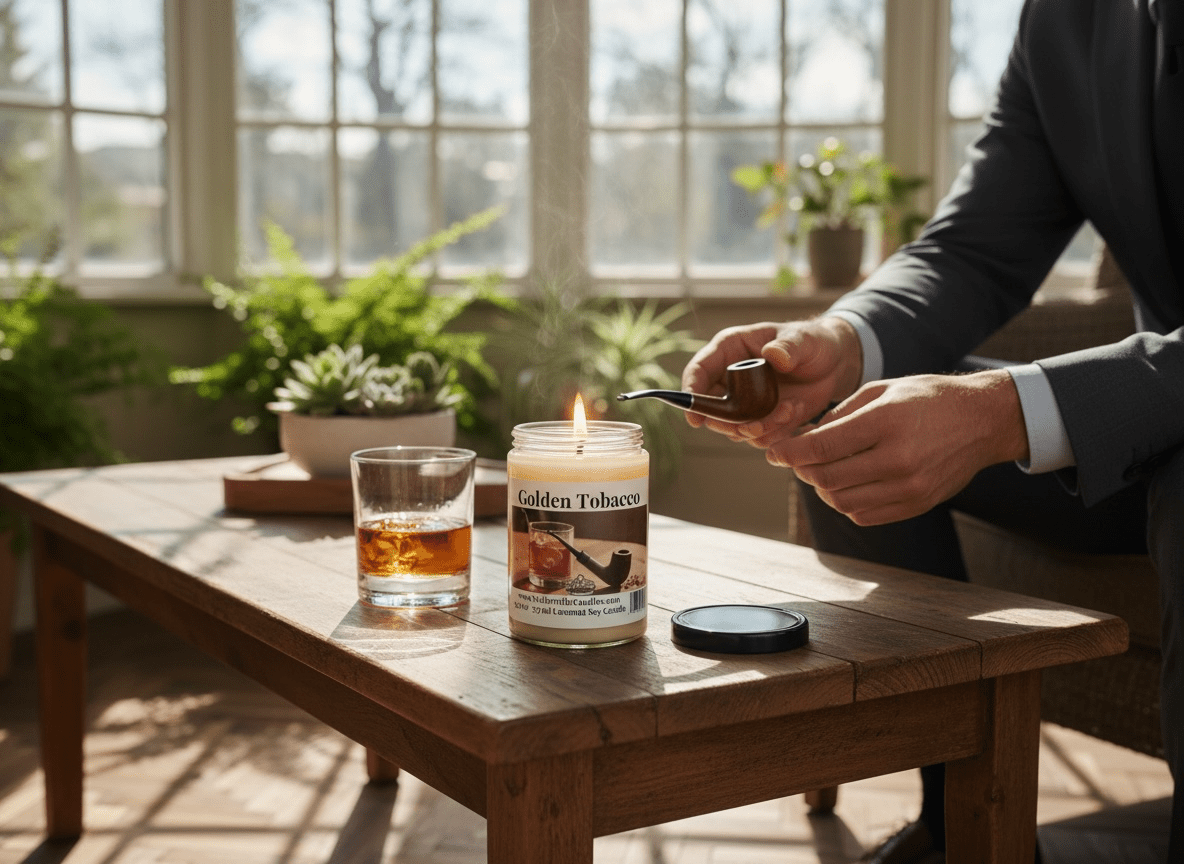 Golden Tobacco Coconut Soy 12.5 oz/ 375 ml Candle Wood Wick - Walkerville Candles