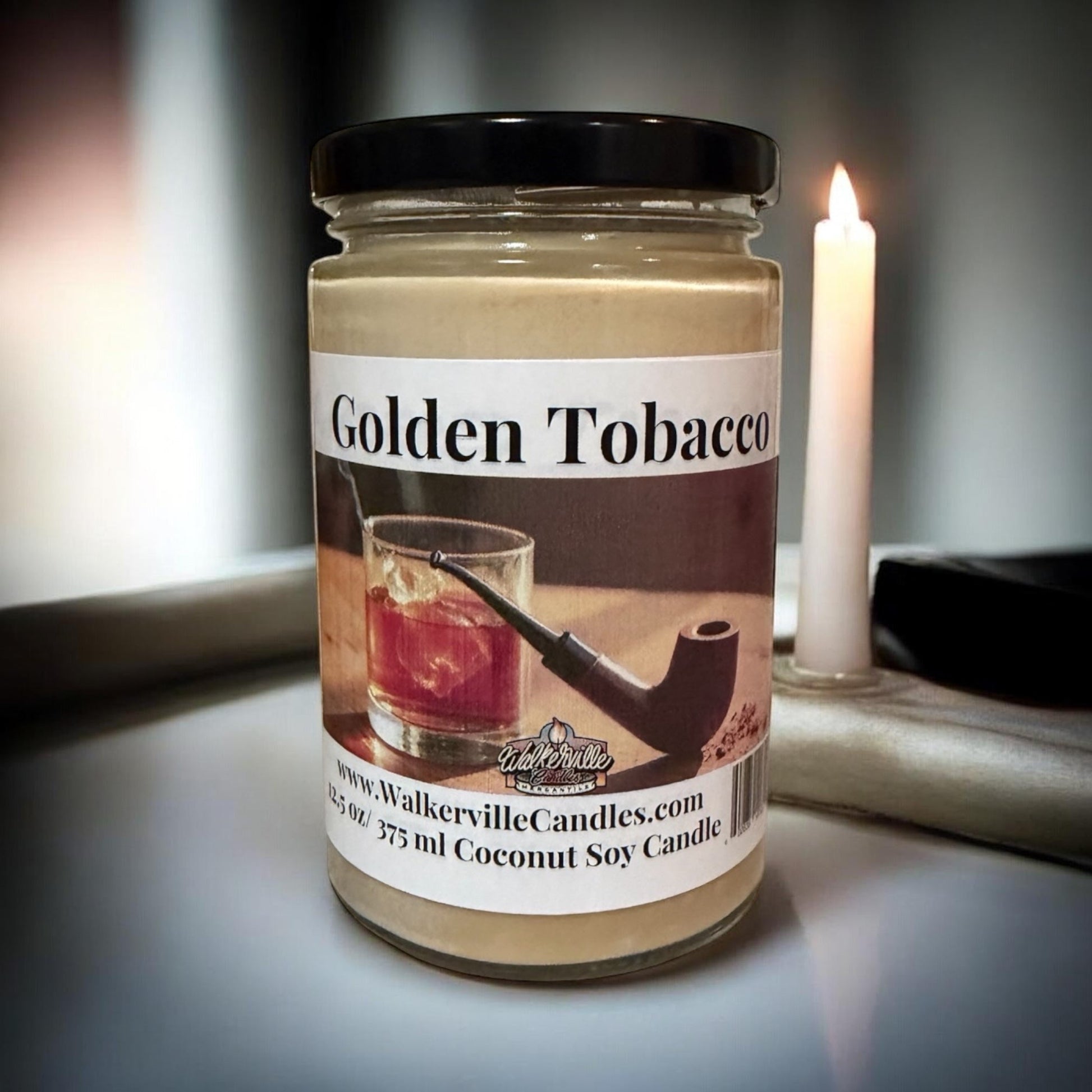 Golden Tobacco Coconut Soy 12.5 oz/ 375 ml Candle Wood Wick - Walkerville Candles