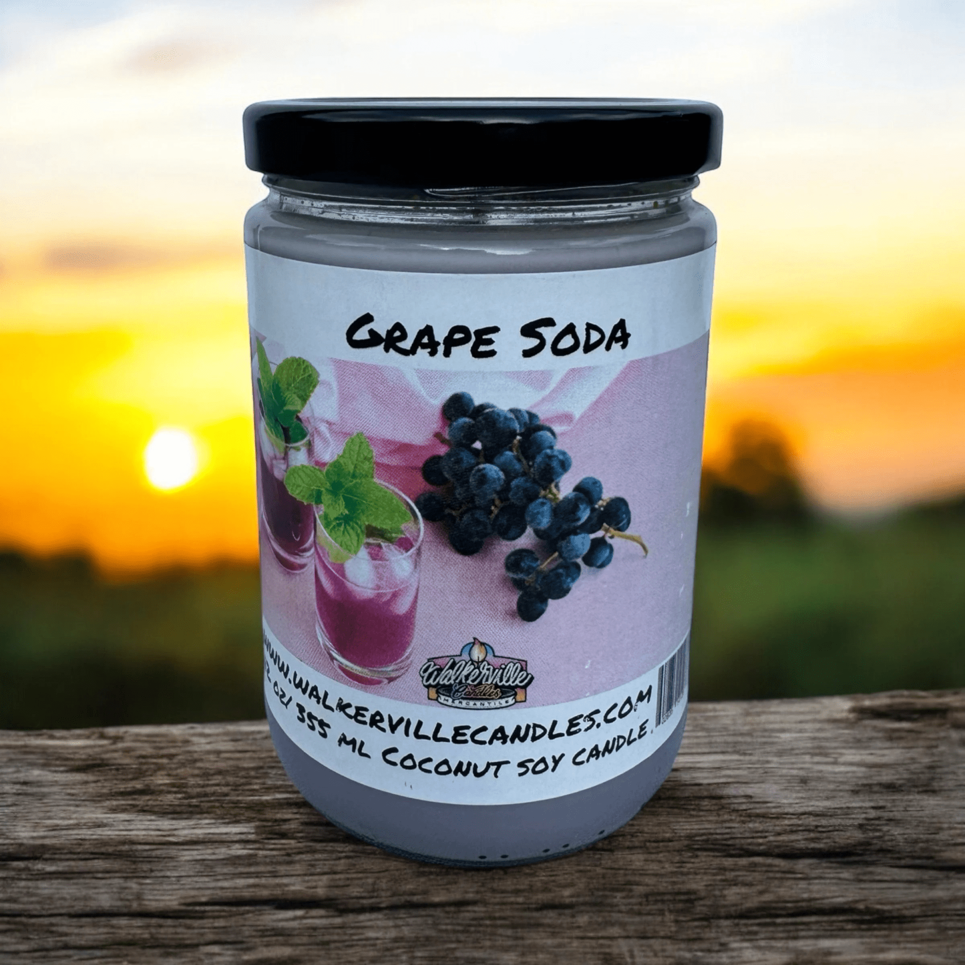 Grape Soda Coconut Soy 12.5 oz/ 375 ml Candle Wood Wick - Walkerville Candles