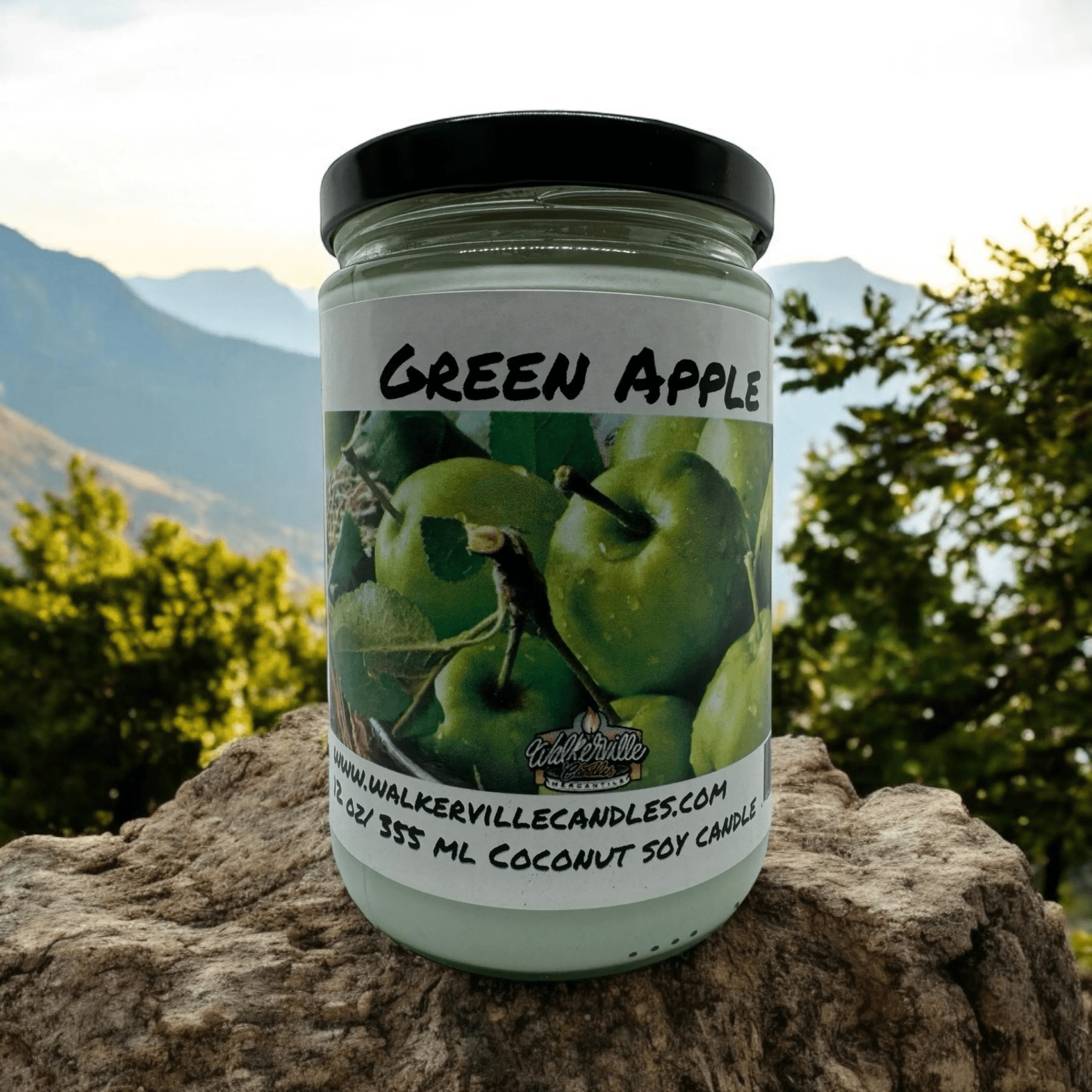 Green Apple Coconut Soy 12.5 oz/ 375 ml Candle Wood Wick - Walkerville Candles