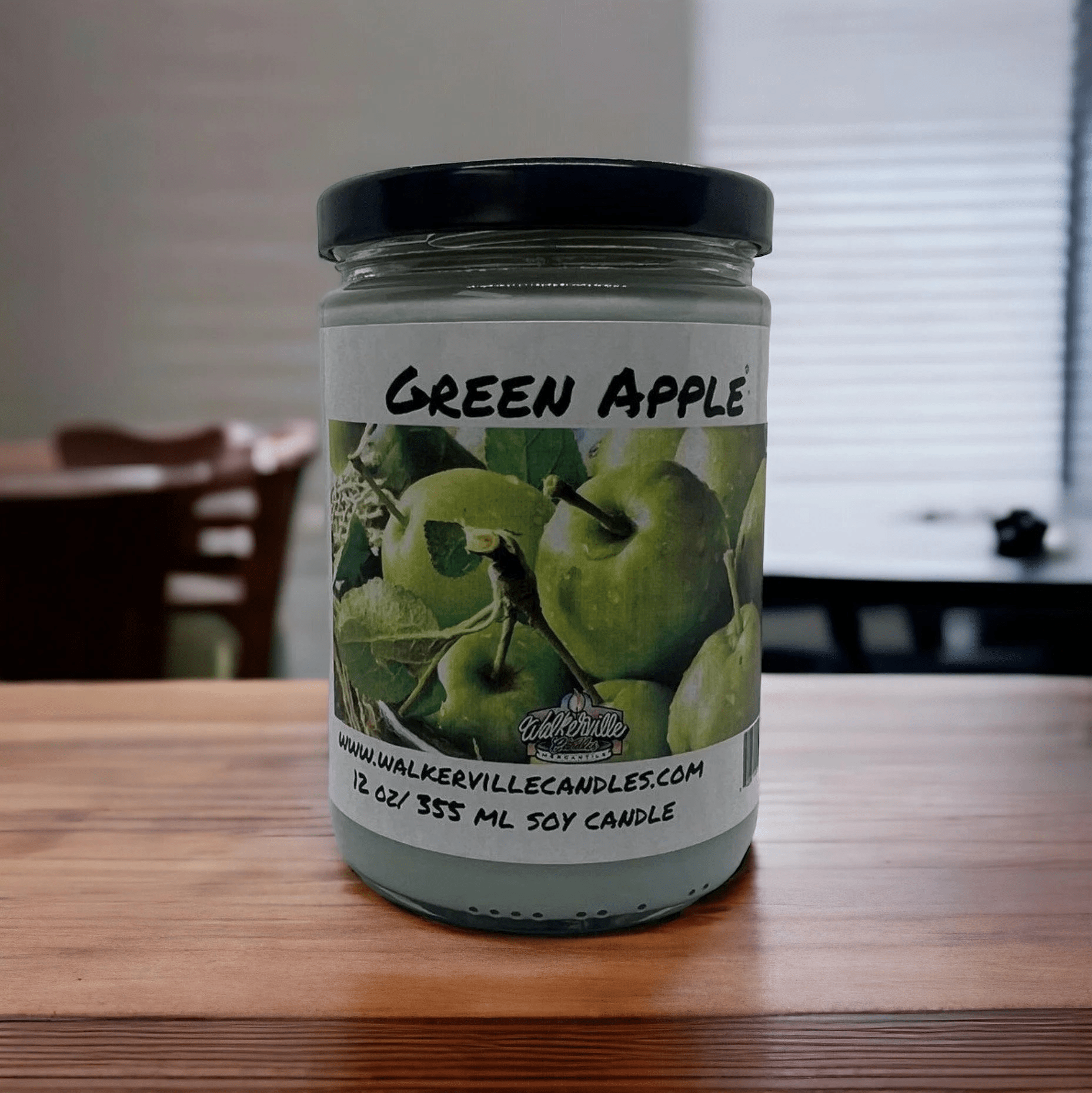 Green Apple Coconut Soy 12.5 oz/ 375 ml Candle Wood Wick - Walkerville Candles