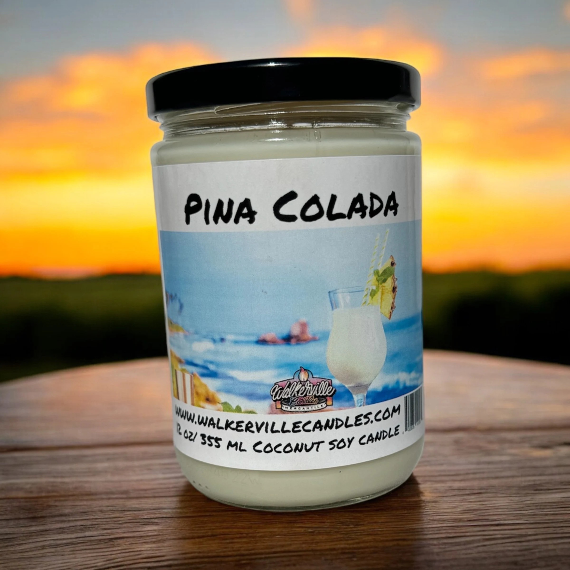 Pina Colada Vegan Coconut Soy 12 oz/ 355 ml Candle Hand-poured, Eco-friendly, Clean Burning, Bakery, Food, Drink Wood Wick