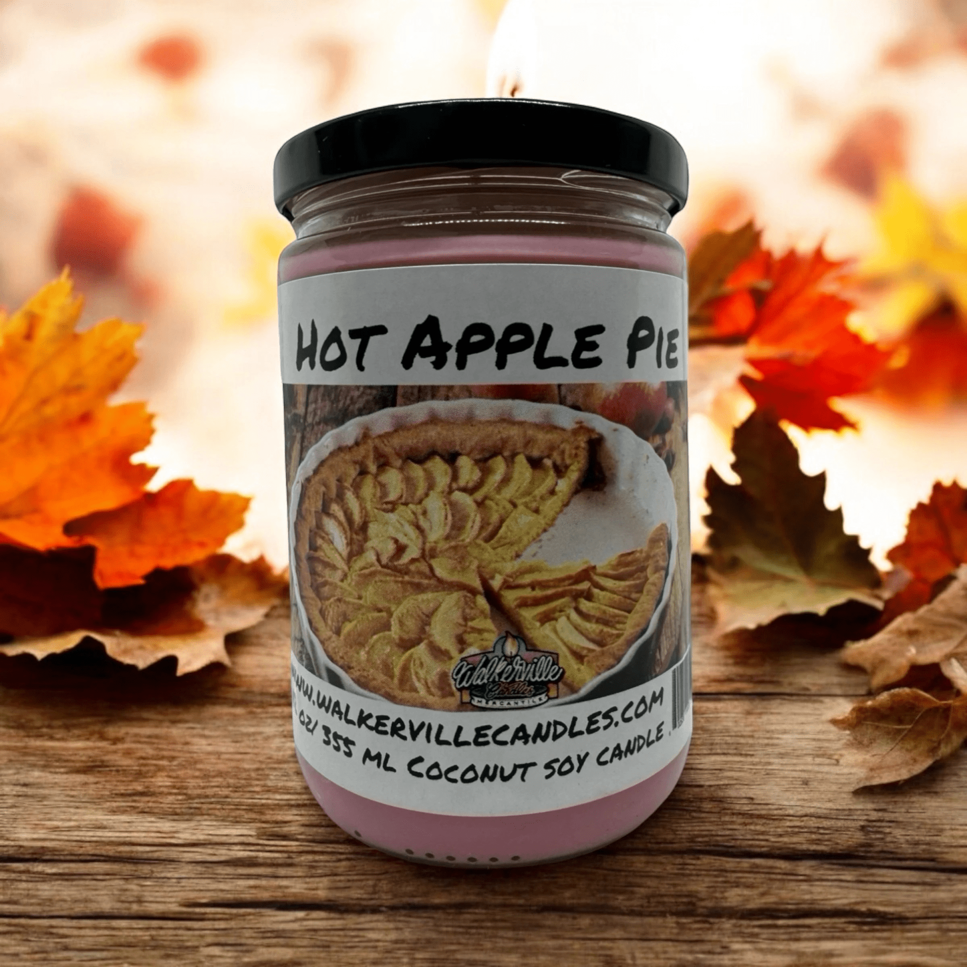 Hot Apple Pie Coconut Soy 12.5 oz/ 375 ml Candle Wood Wick - Walkerville Candles
