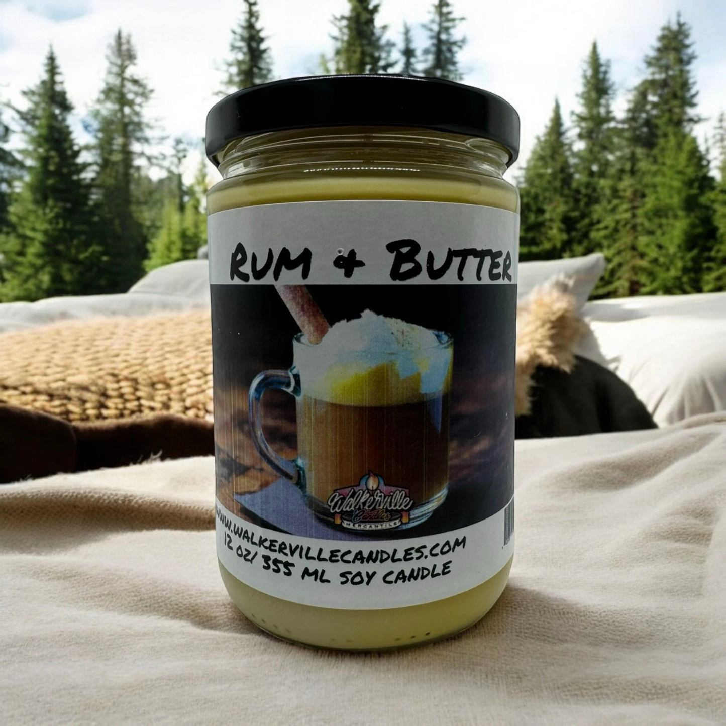 Rum & Butter 100% Coconut Soy Eco-friendly 12 oz Candle Wood Wick