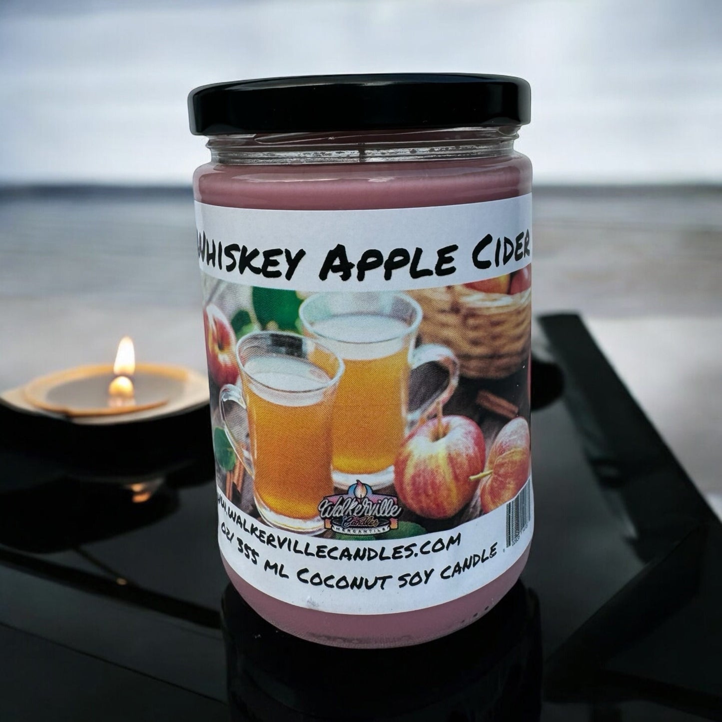 Whiskey Apple Cider 100% Coconut Soy Eco-friendly 12 oz Candle Wood Wick