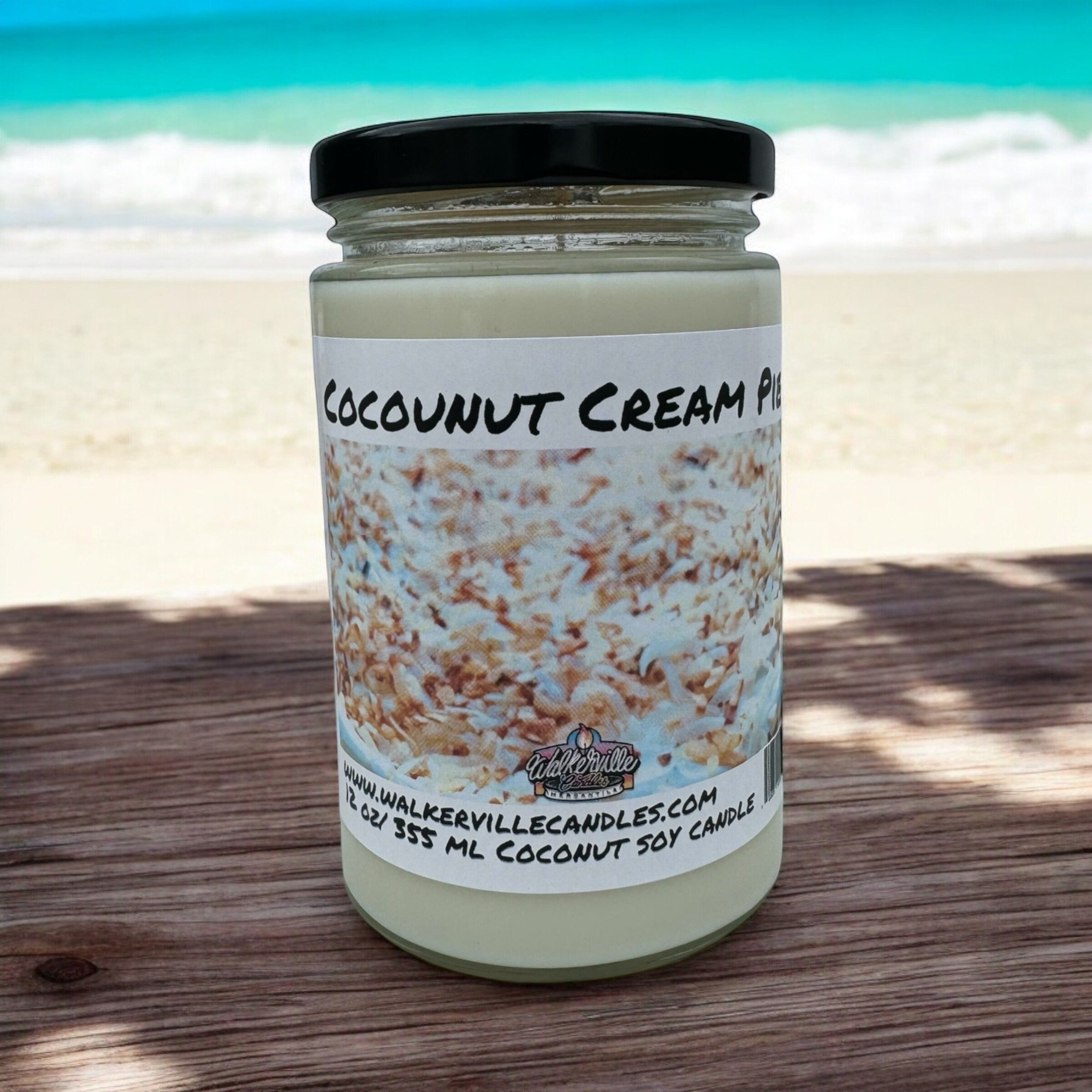 Coconut Cream Pie Vegan Coconut Soy 12 oz/ 355 ml Candle Hand-poured, Eco-friendly, Clean Burning, Bakery, Food, Drink Wood Wick