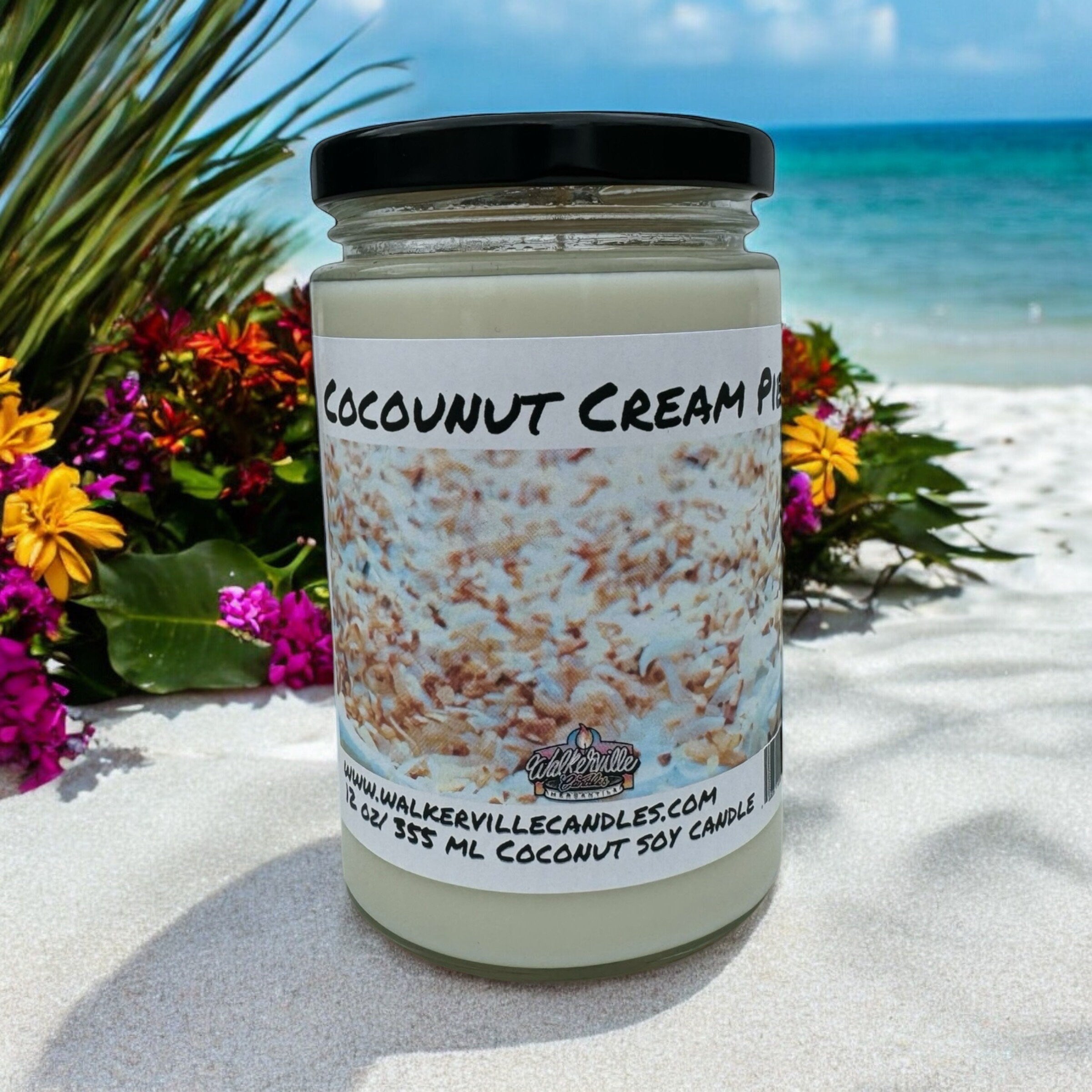 Coconut Cream Pie Vegan Coconut Soy 12 oz/ 355 ml Candle Hand-poured, Eco-friendly, Clean Burning, Bakery, Food, Drink Wood Wick