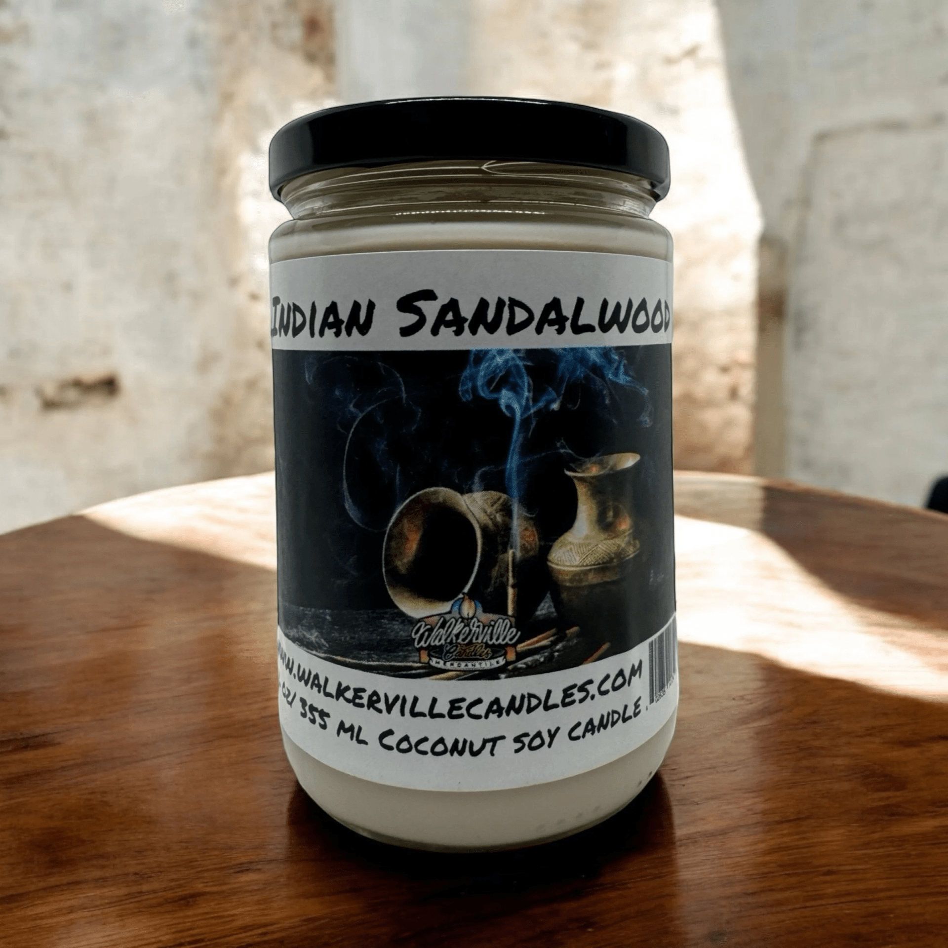 Indian Sandalwood Coconut Soy 12.5 oz/ 375 ml Candle Wood Wick - Walkerville Candles