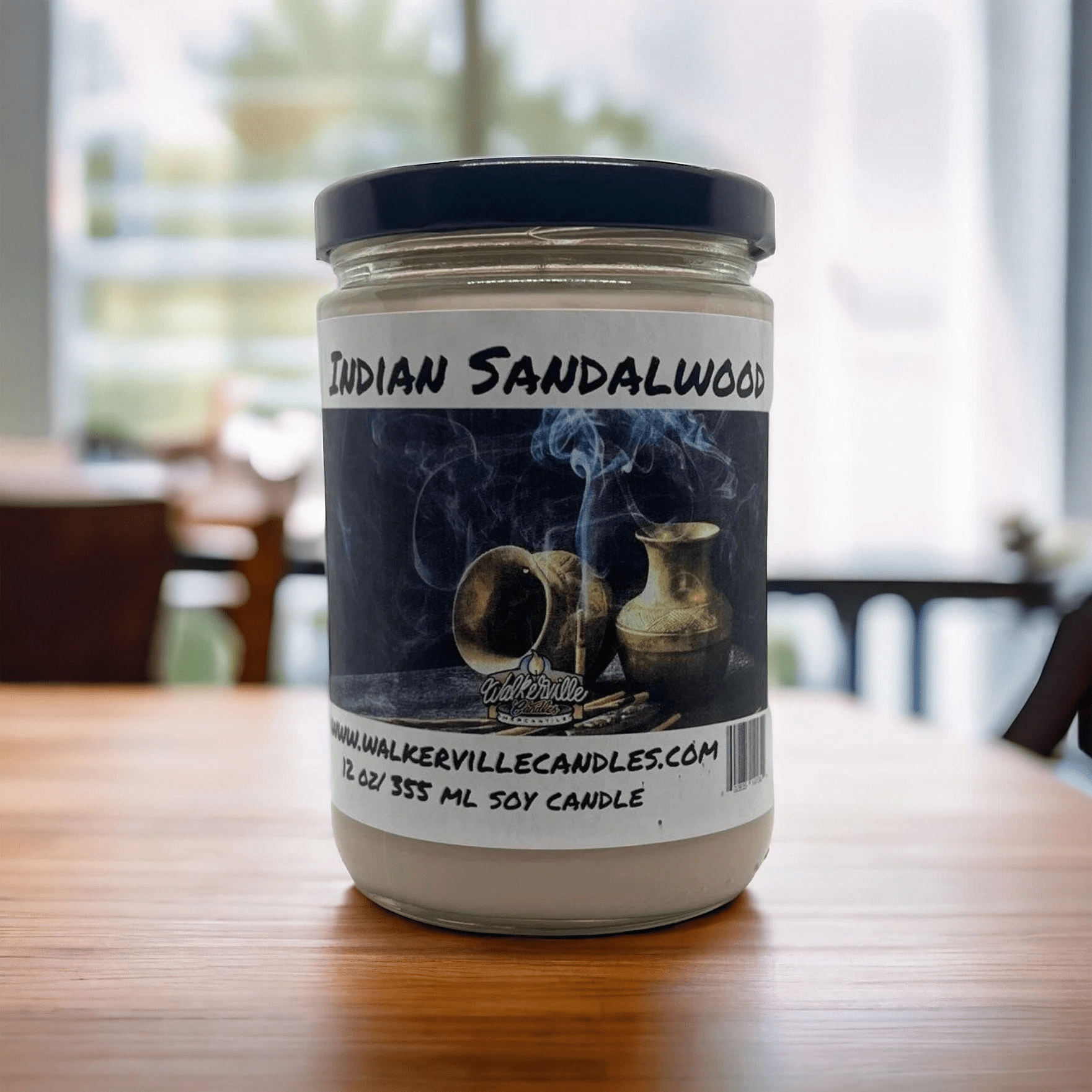 Indian Sandalwood Coconut Soy 12.5 oz/ 375 ml Candle Wood Wick - Walkerville Candles