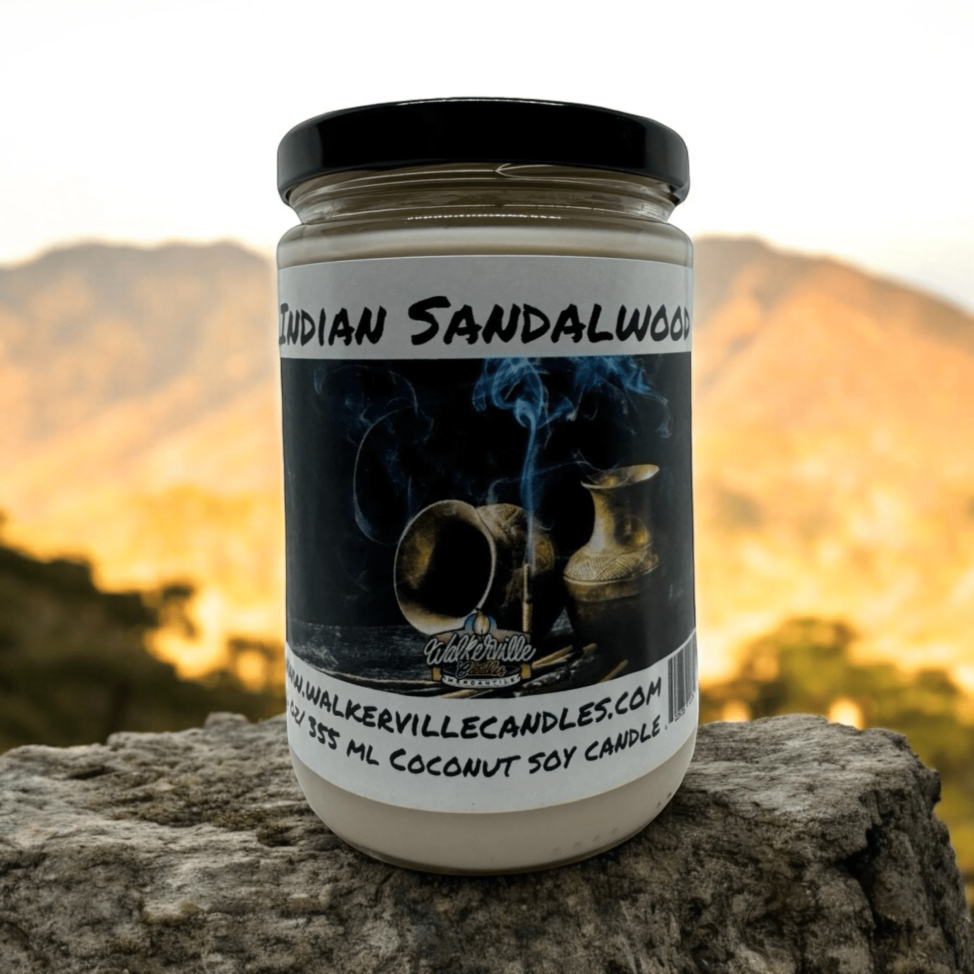 Indian Sandalwood Coconut Soy 12.5 oz/ 375 ml Candle Wood Wick - Walkerville Candles
